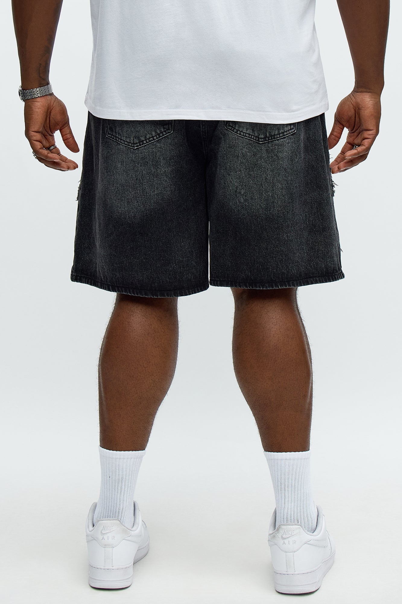 Relaxed Rugged Fray Denim Shorts - Black Wash Fashion Nova