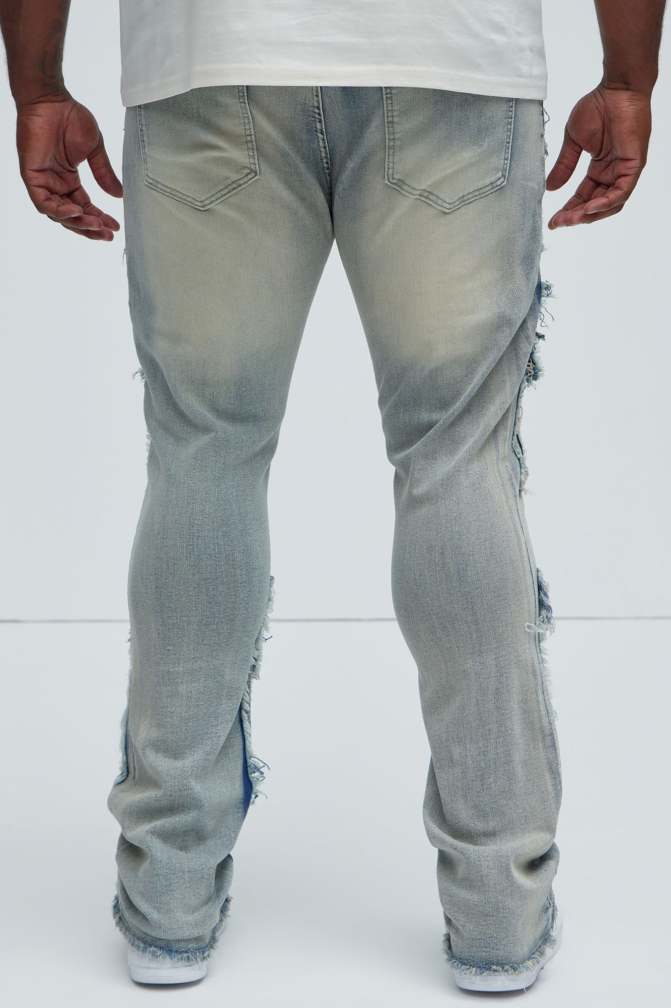 Let's Go Fray Cargo Skinny Flare Jeans - Light Wash Fashion Nova