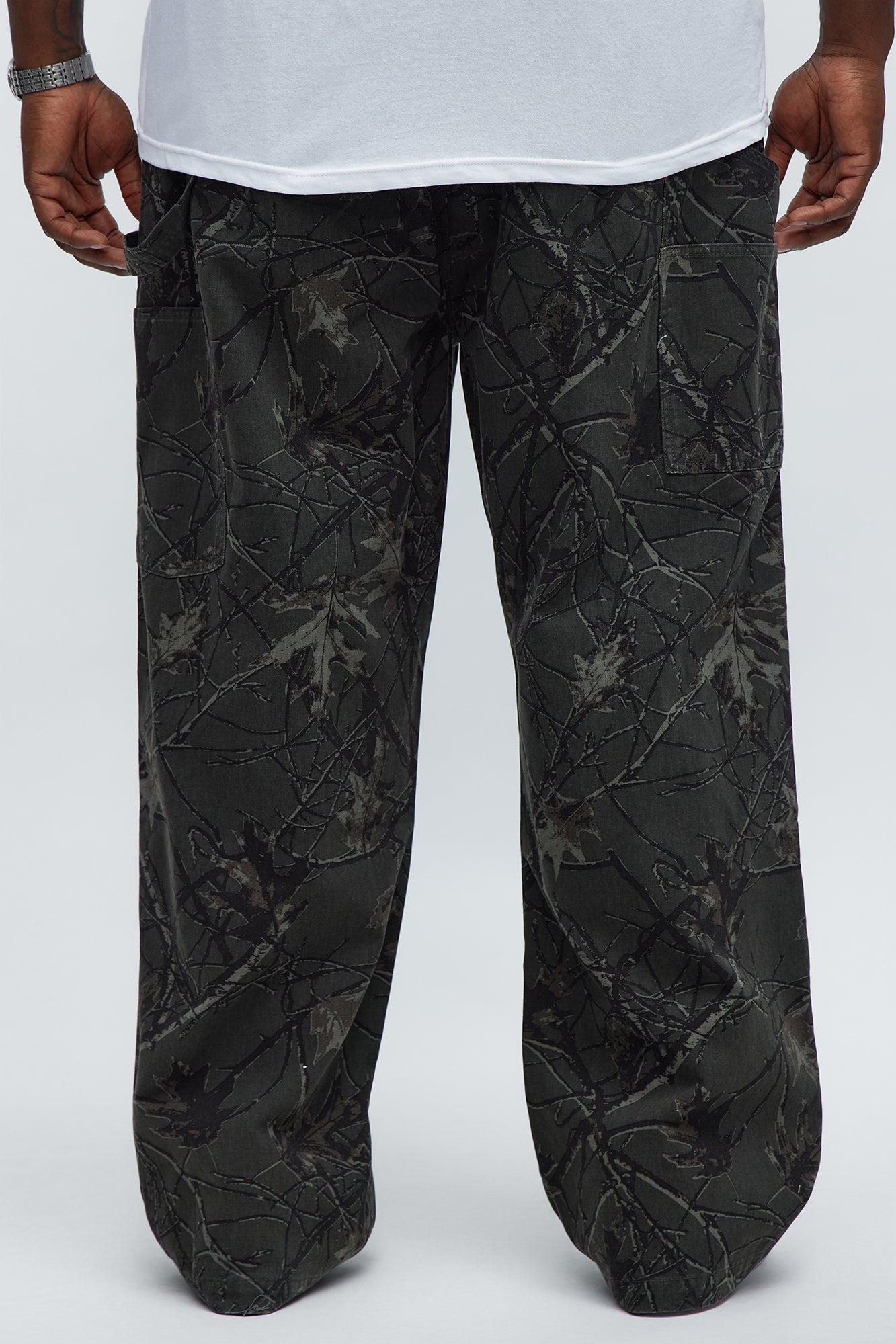 Straight Woodland Mirage Carpenter Pants - Black Wash Fashion Nova