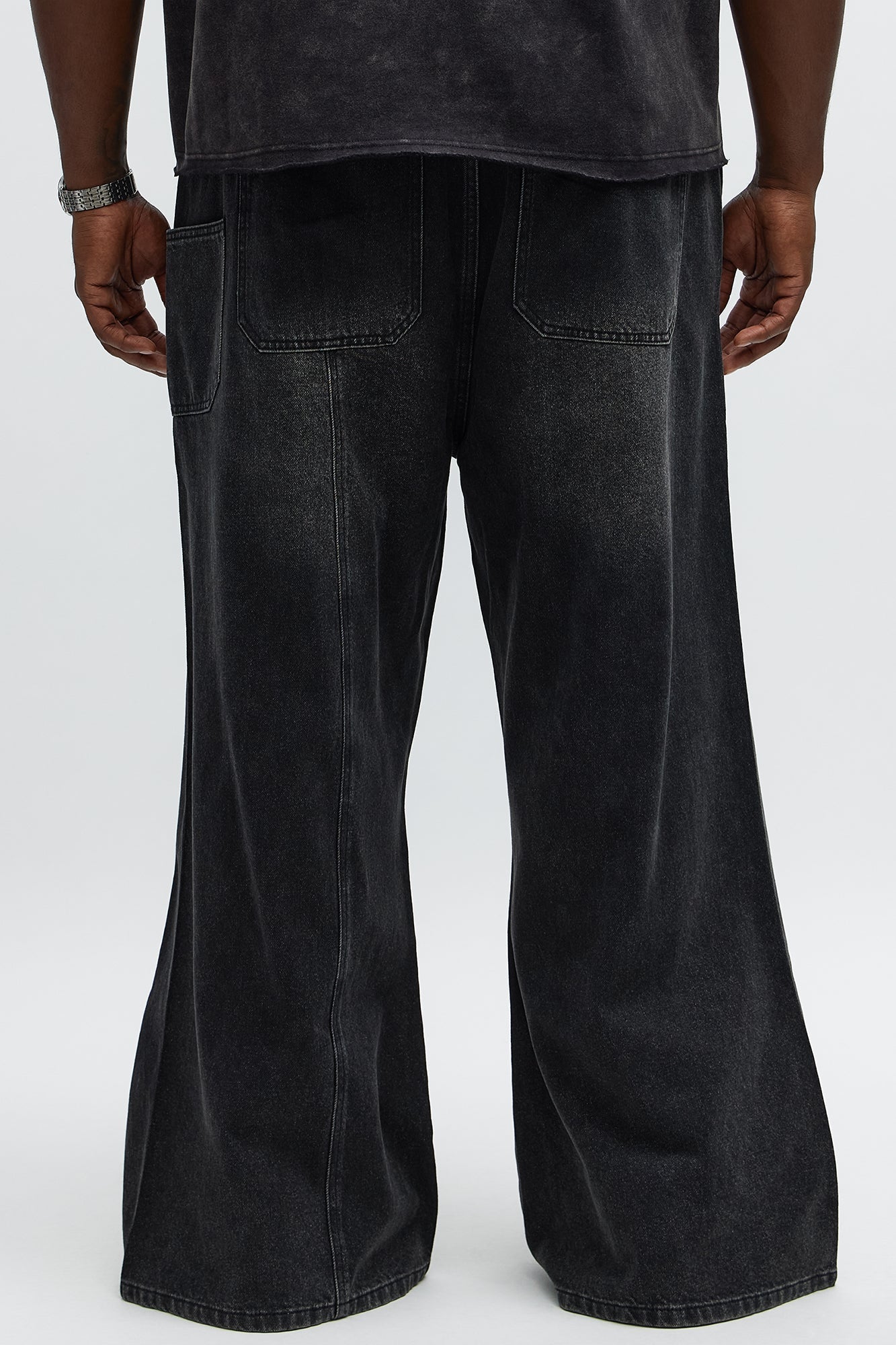 Baggy Crossover Come Again Jean - Black Wash Fashion Nova