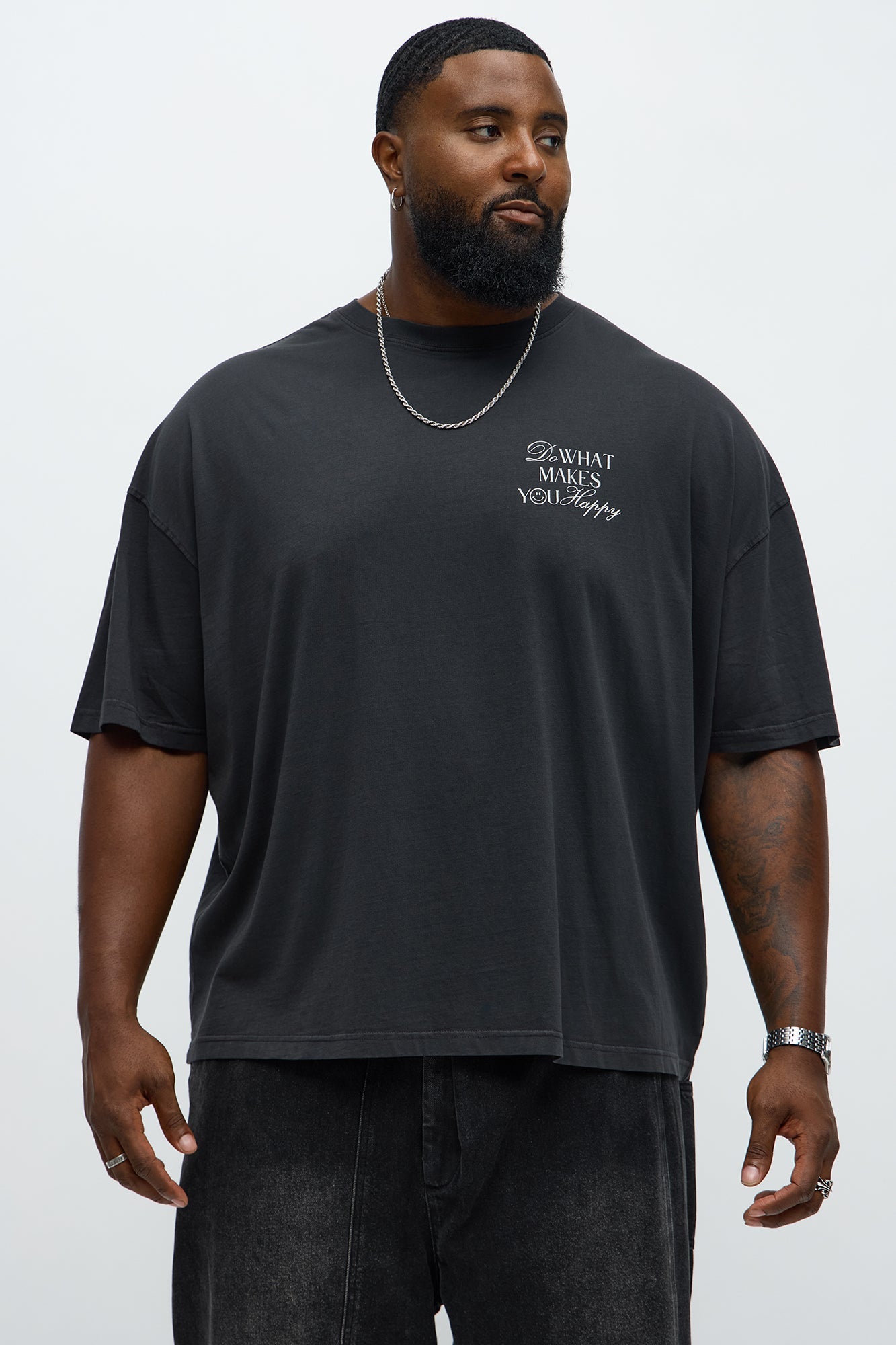 Do What Makes You Happy Oversized Short Sleeve Tee - Black Wash Fashion Nova