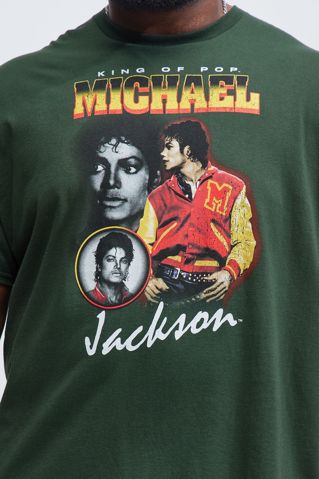 Michael Jackson The King Of Pop Short Sleeve Tee - Green Fashion Nova