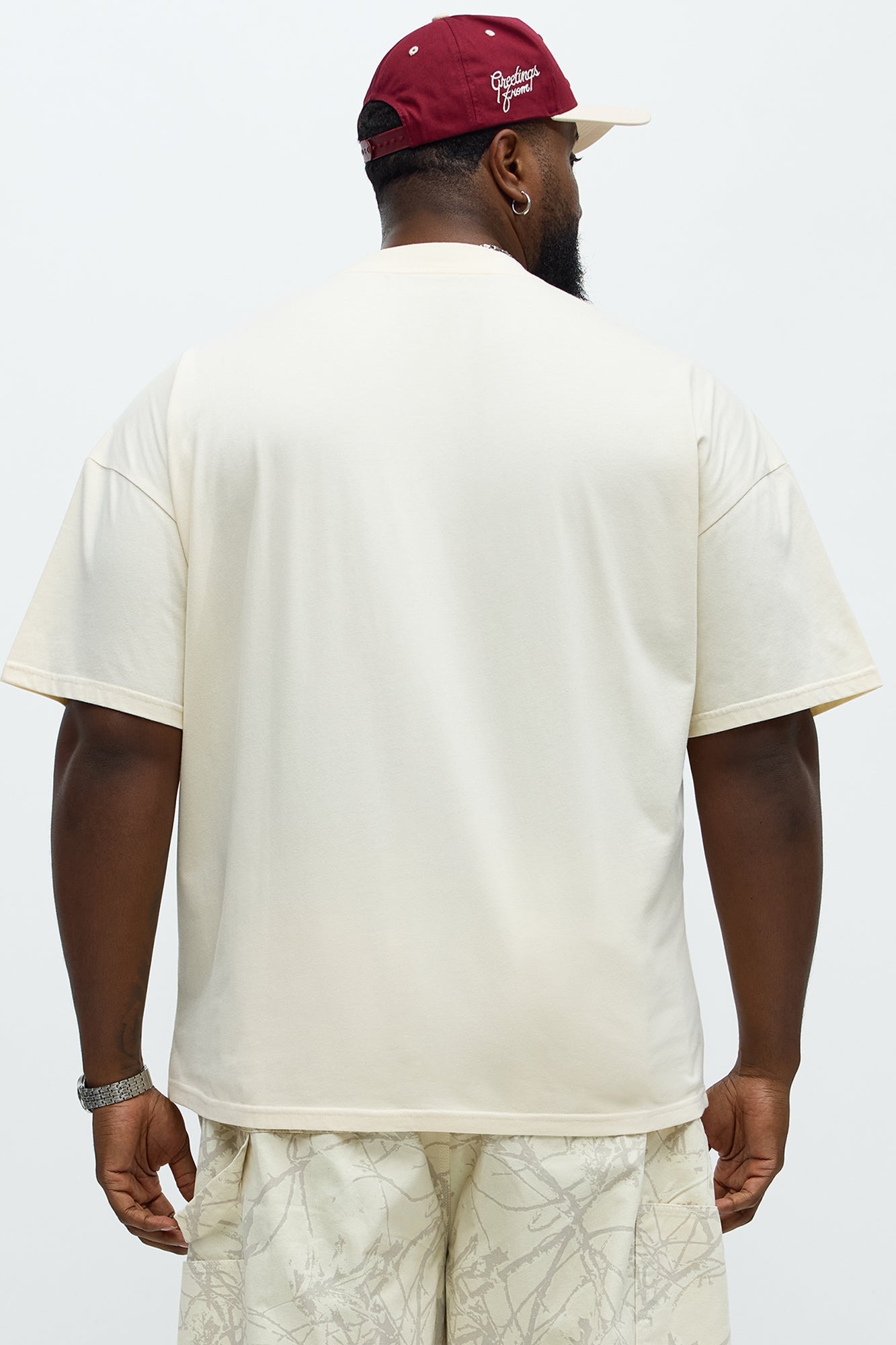 Oversized Mini Embroidery Heavy Weight Boxy tee - Cream Fashion Nova