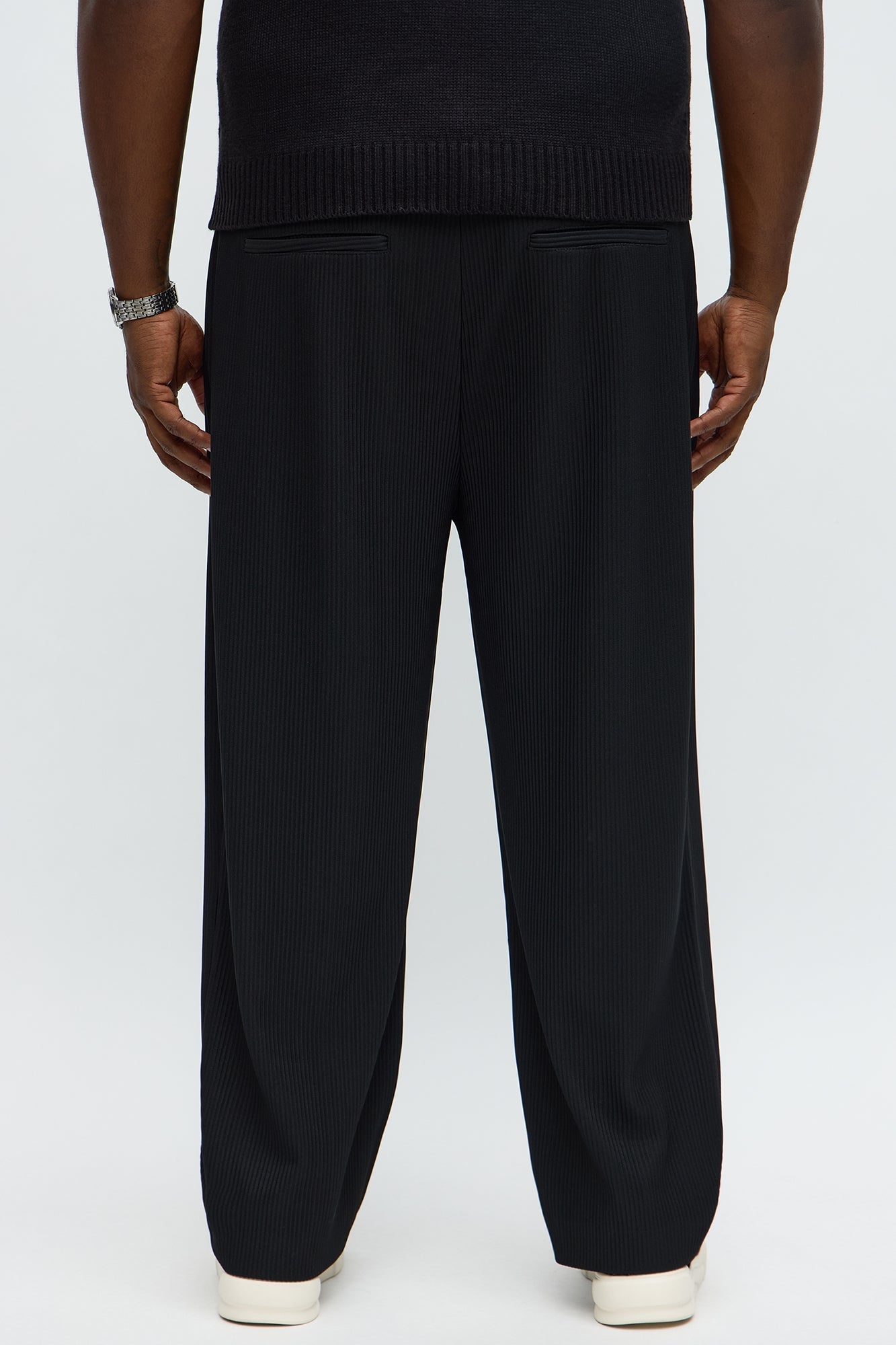 Show Up Straight Pleated Trousers - Black Fashion Nova