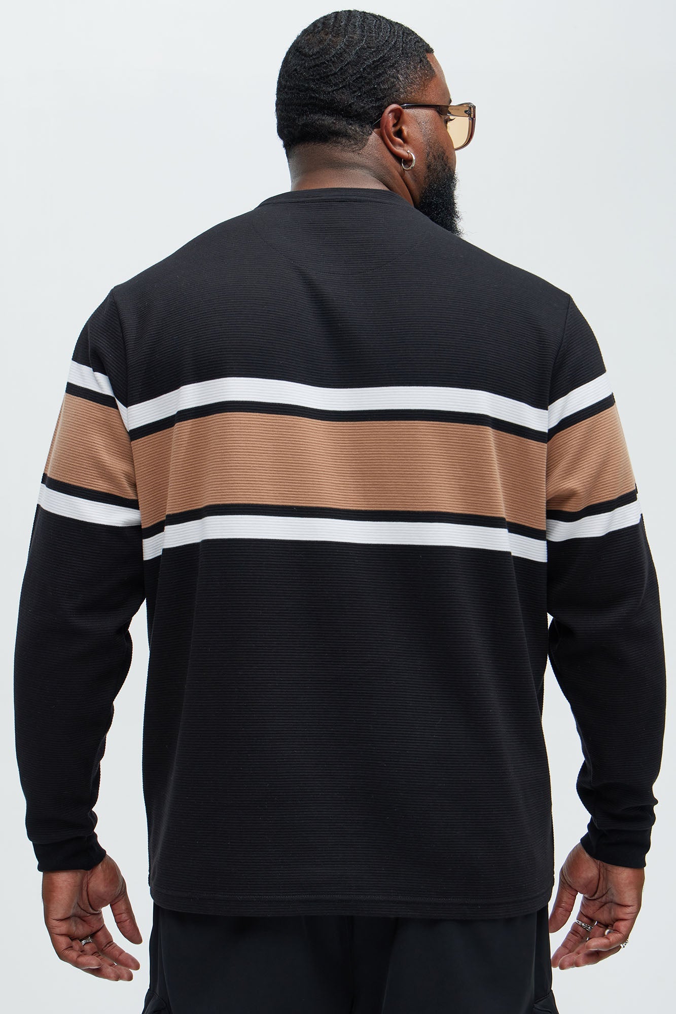 Keep It Classy Textured Long Sleeve Tee - Black/combo Fashion Nova