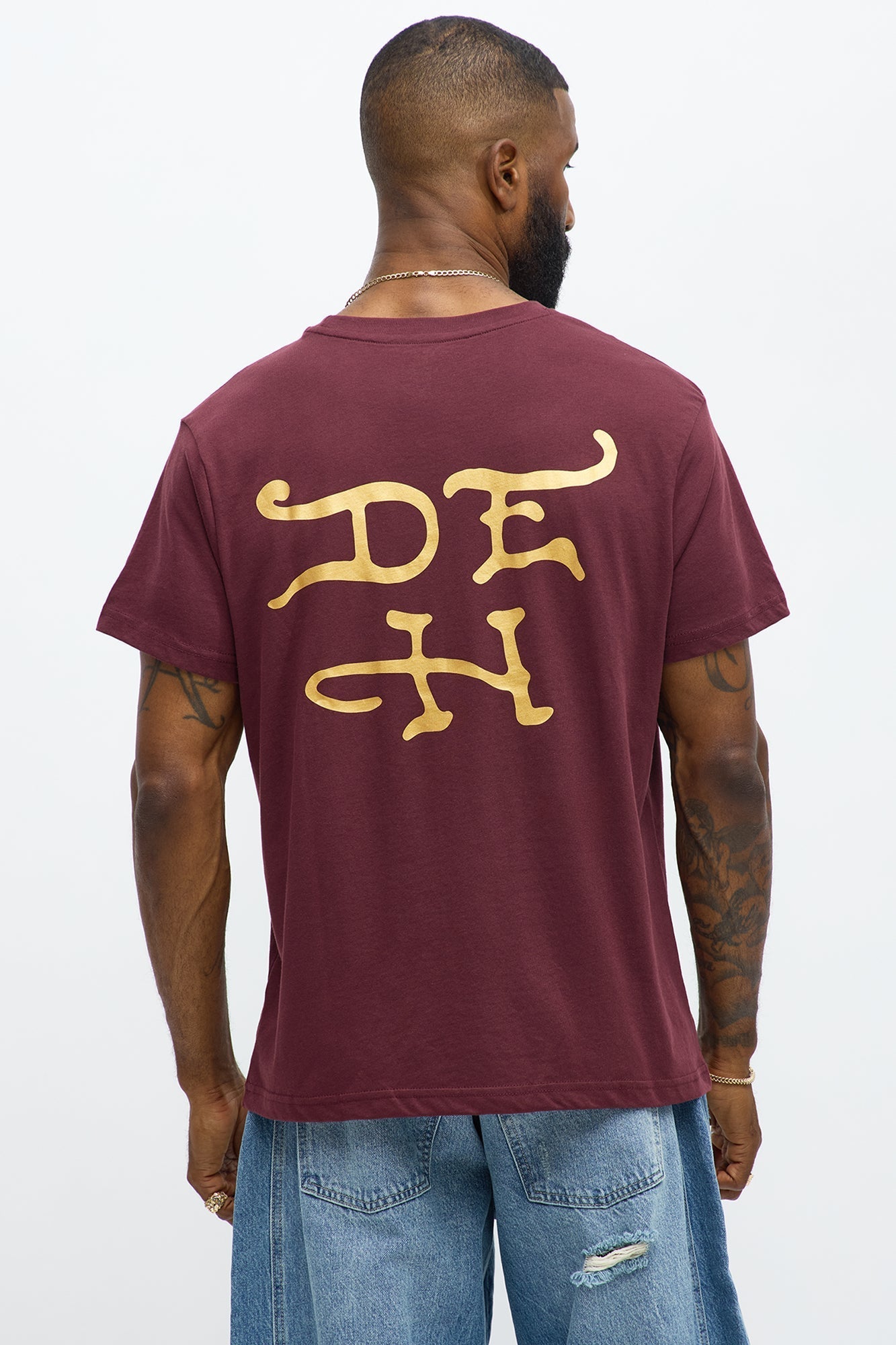 Ed Hardy Eagle Design Short Sleeve Tee - Burgundy Fashion Nova
