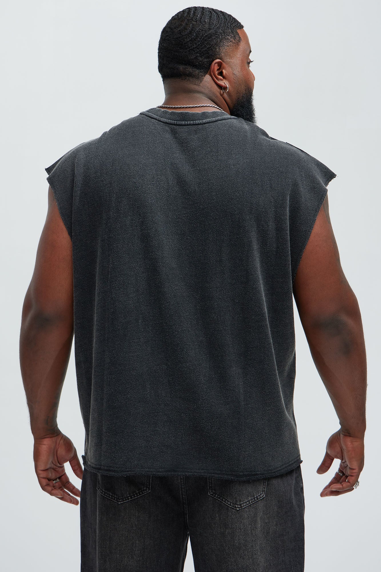 Greaser Paneled Fleece Muscle Tee - Black Wash Fashion Nova