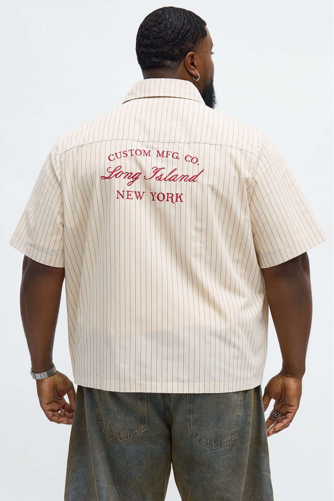 Long Island Mechanic Button Up Shirt - Natural Fashion Nova