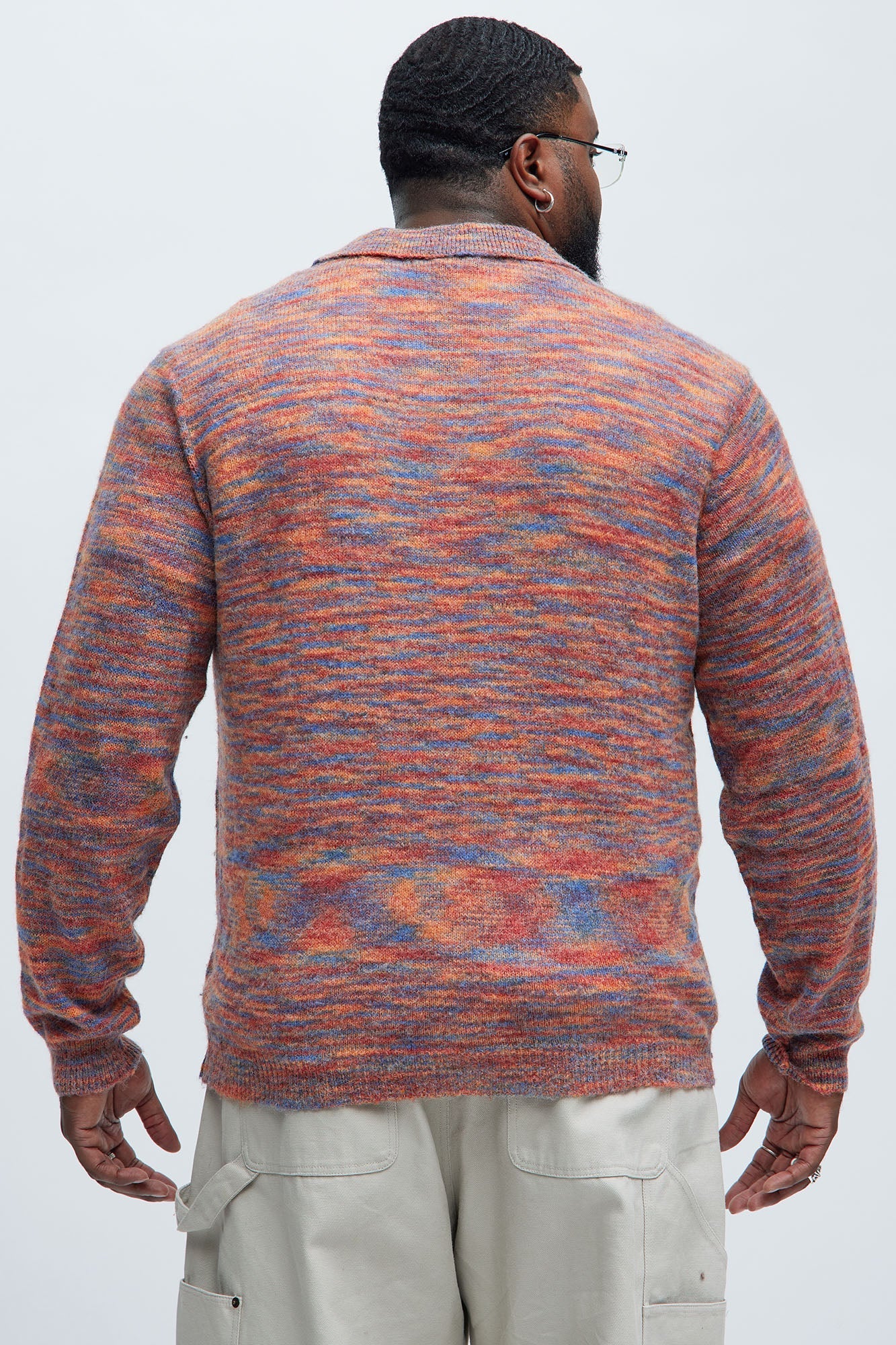 Blinded Mohair Johnny Collar Sweater - Red/combo Fashion Nova