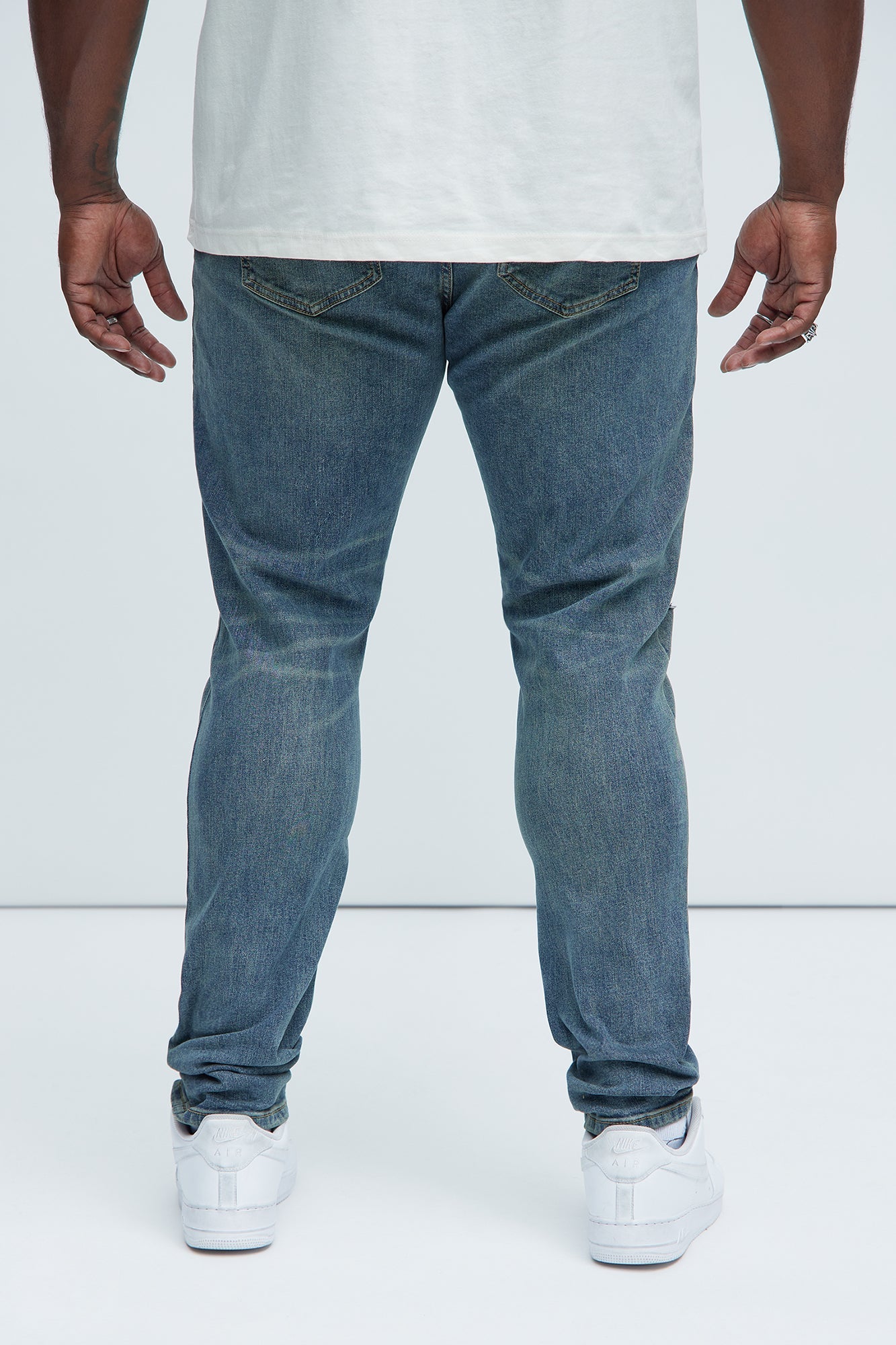 Look At Me Stacked Skinny Jeans - Vintage Blue Wash Fashion Nova