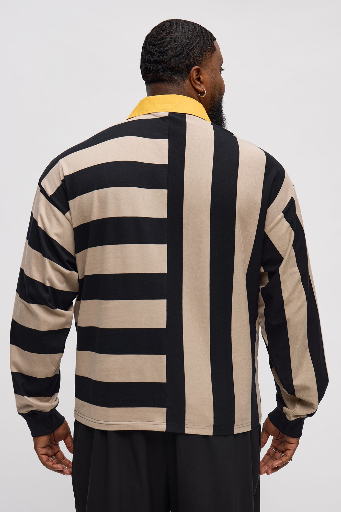 Cropped Saints Long Sleeve Rugby Polo - Black/combo Fashion Nova