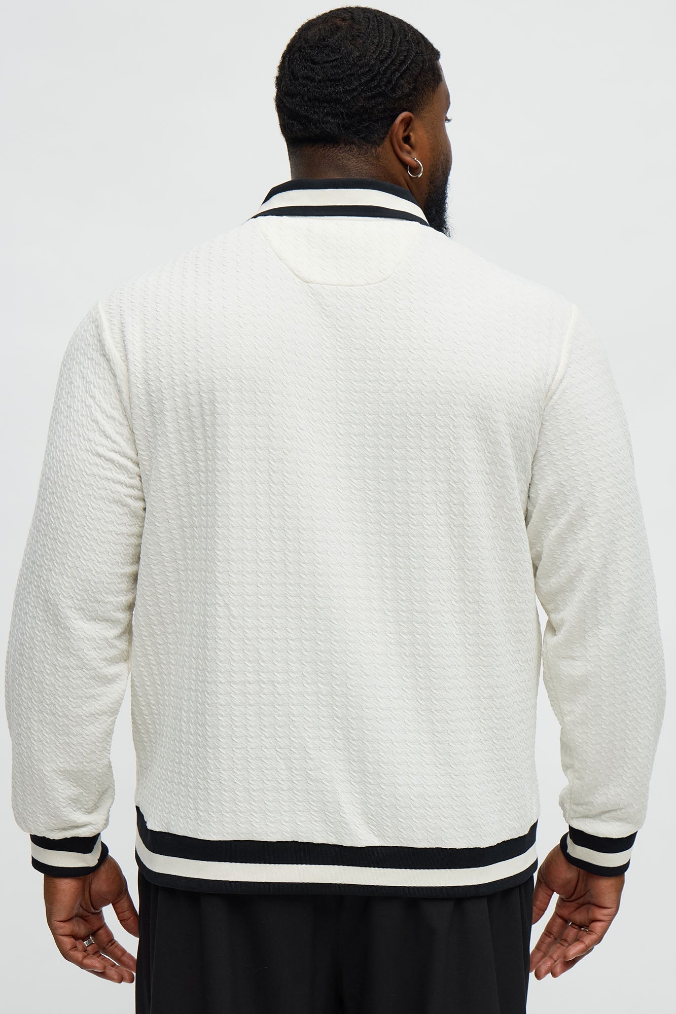 Andrew Textured Knit Long Sleeve Polo - Cream/combo Fashion Nova