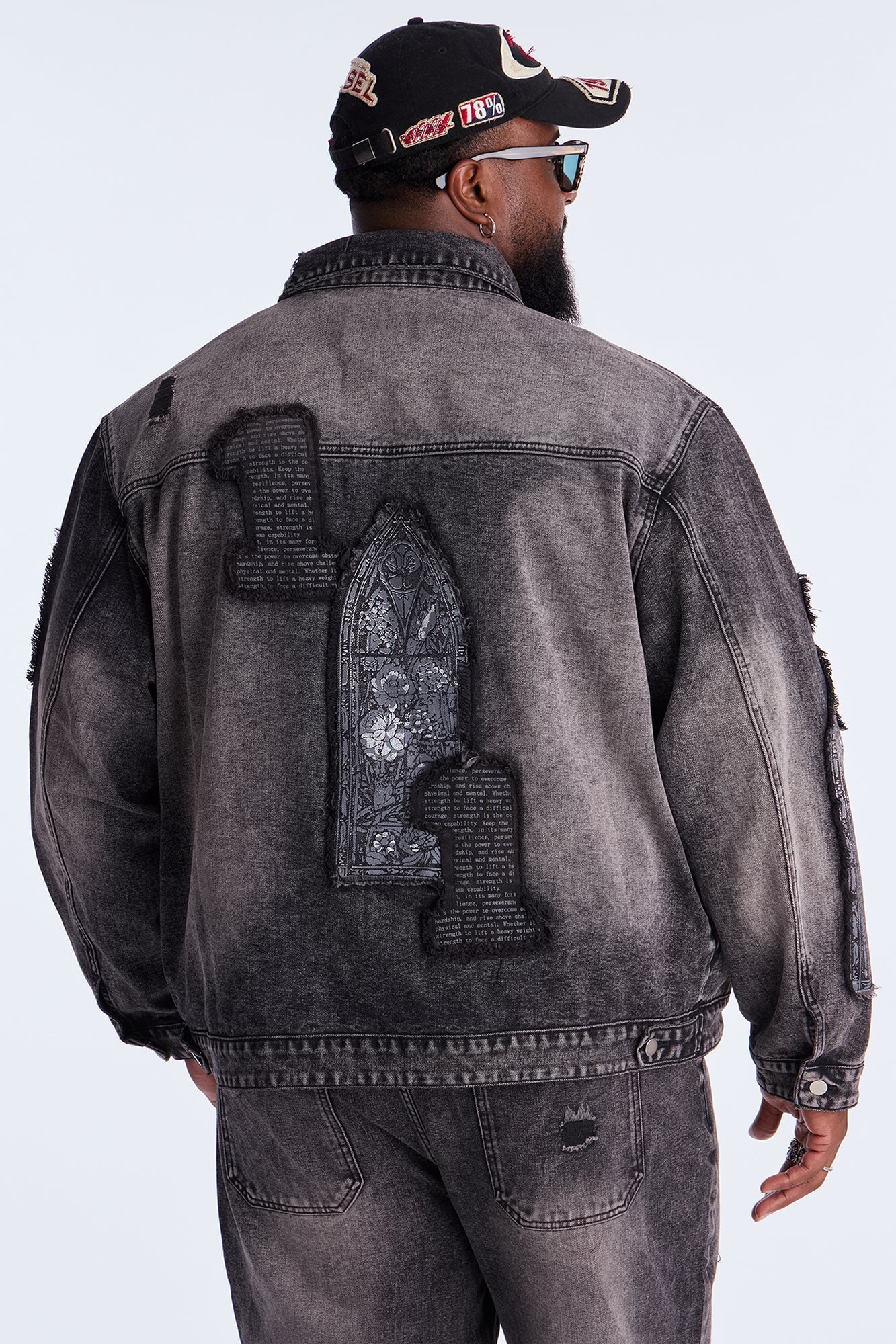 In Due Time Patched Distressed Denim Trucker Jacket - Black Wash Fashion Nova