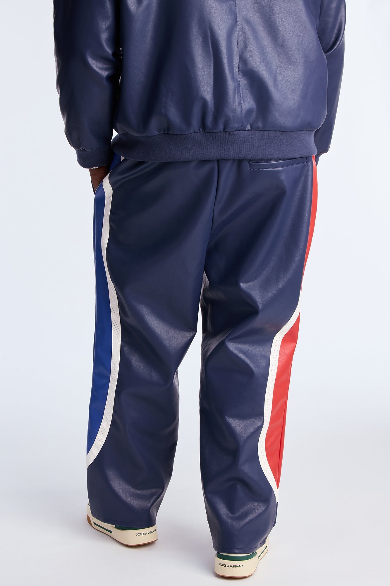 Straight King Faux Leather Moto Pant - Navy/combo Fashion Nova