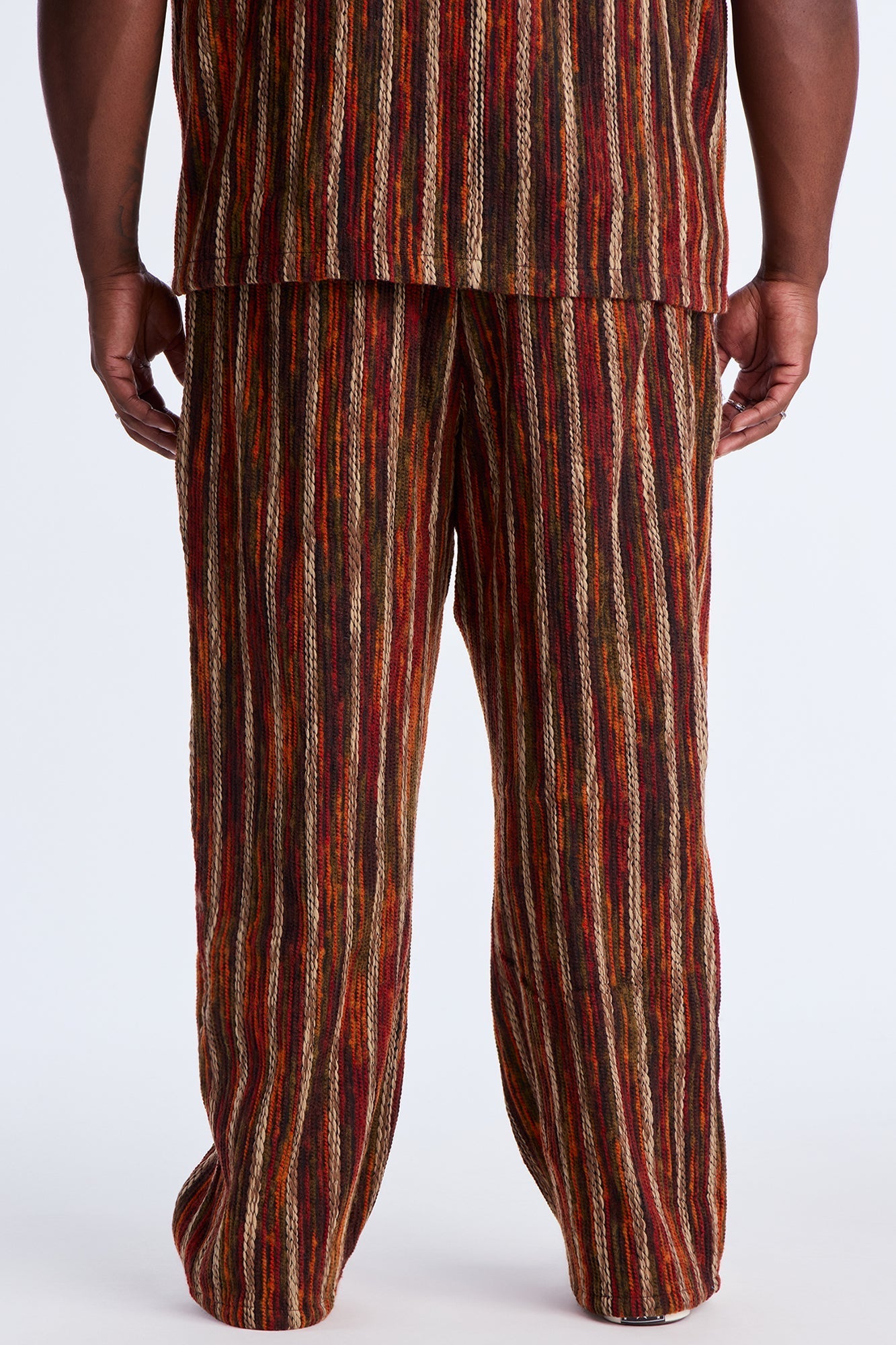 Straight Melange Yarn Knit Pant - Brown/combo Fashion Nova