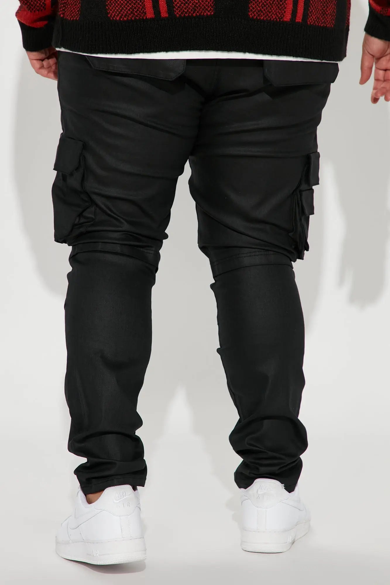 Flap Pockets Waxed Stacked Skinny Cargo Jeans - Black Fashion Nova