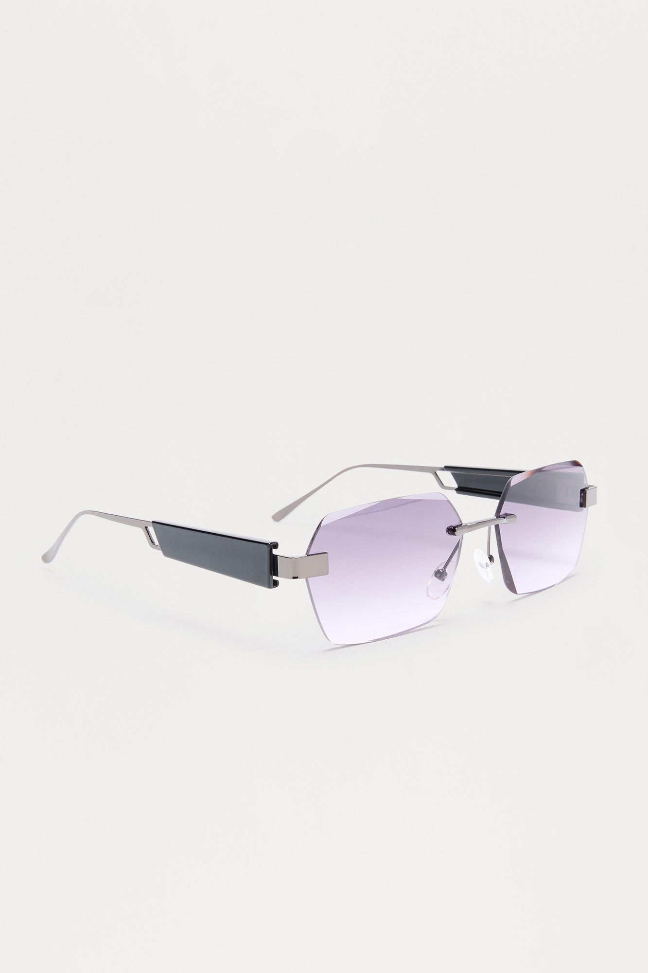 Rimless Geometric Frame Color Lens Sunglasses - Black/combo Fashion Nova