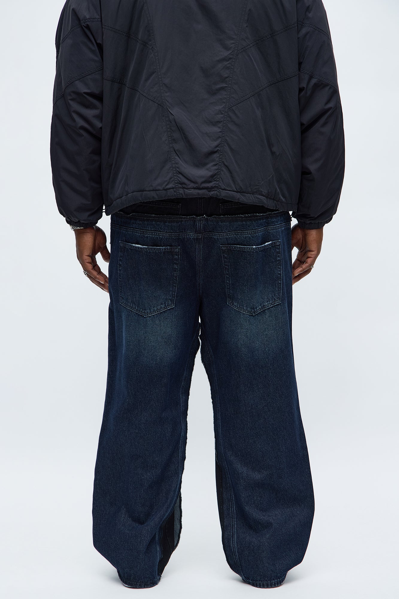Baggy Double Waist Two Tone Jean - Indigo Fashion Nova