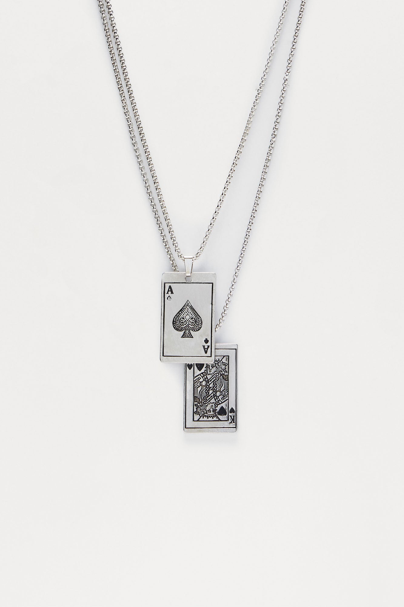 Royal Pair 2 Piece Layered Pendant Necklace Set - Silver Fashion Nova