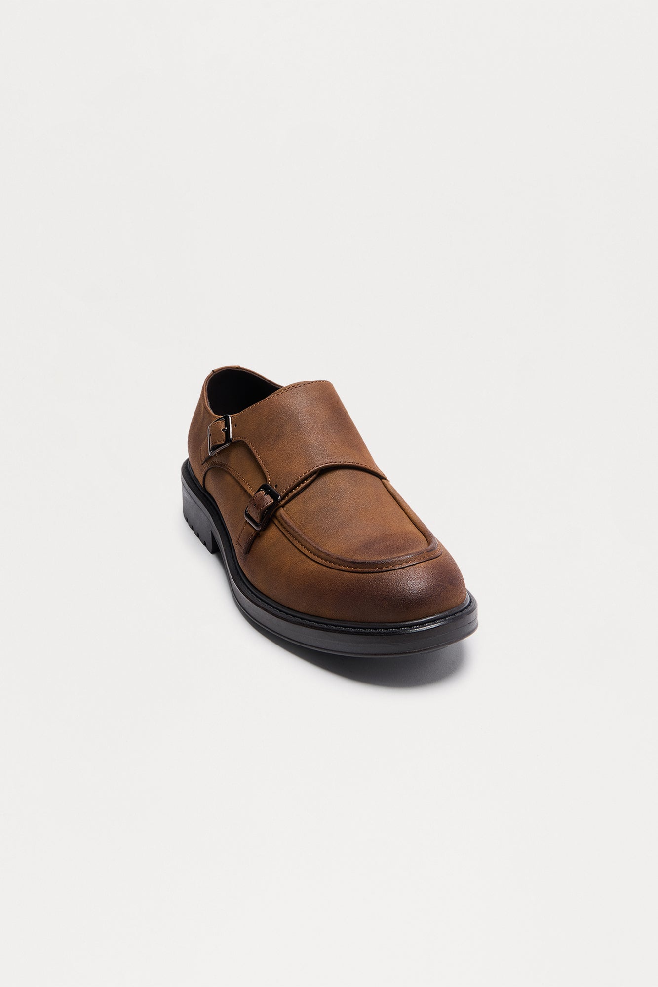 Classic Cut Washed Faux Suede Monk Shoe - Brown Fashion Nova