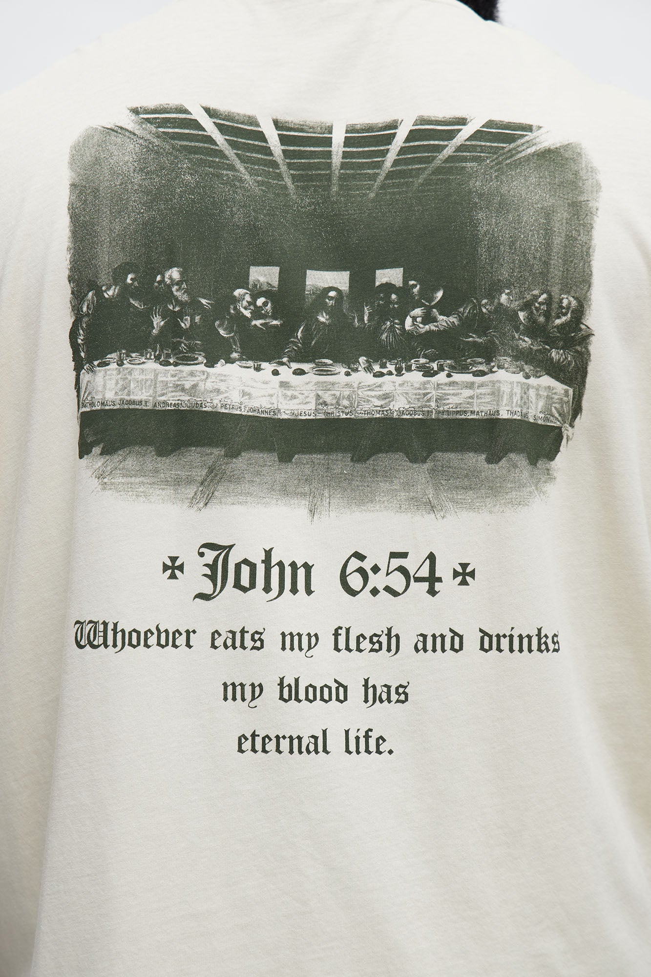 John 6 Verse 54 Oversized Short Sleeve Tee - Cream Fashion Nova