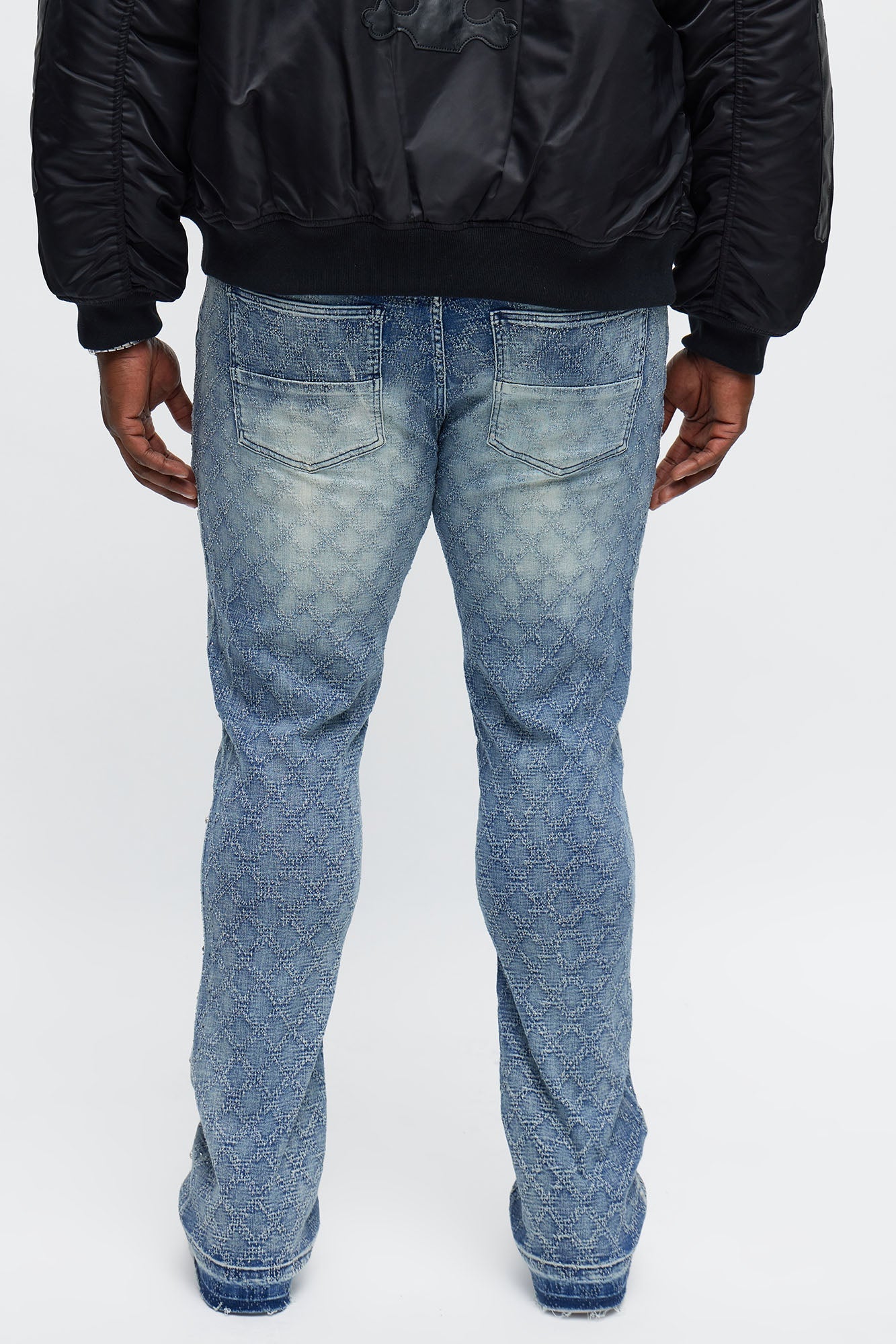 Stacked Slim Flare We WIldin In Bling Jean - Light Wash Fashion Nova