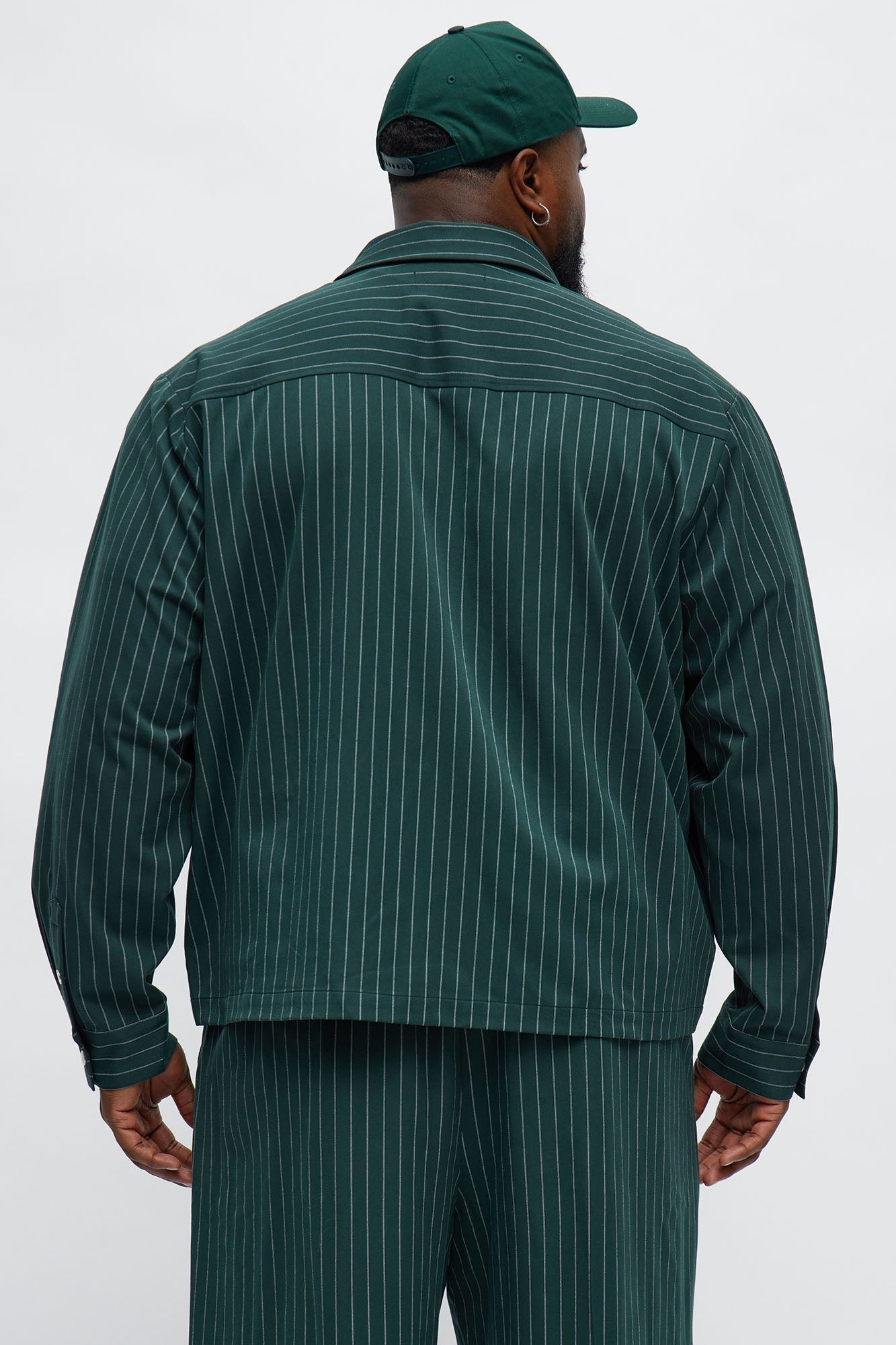 Cropped Striped Button Up Shirt - Green Fashion Nova