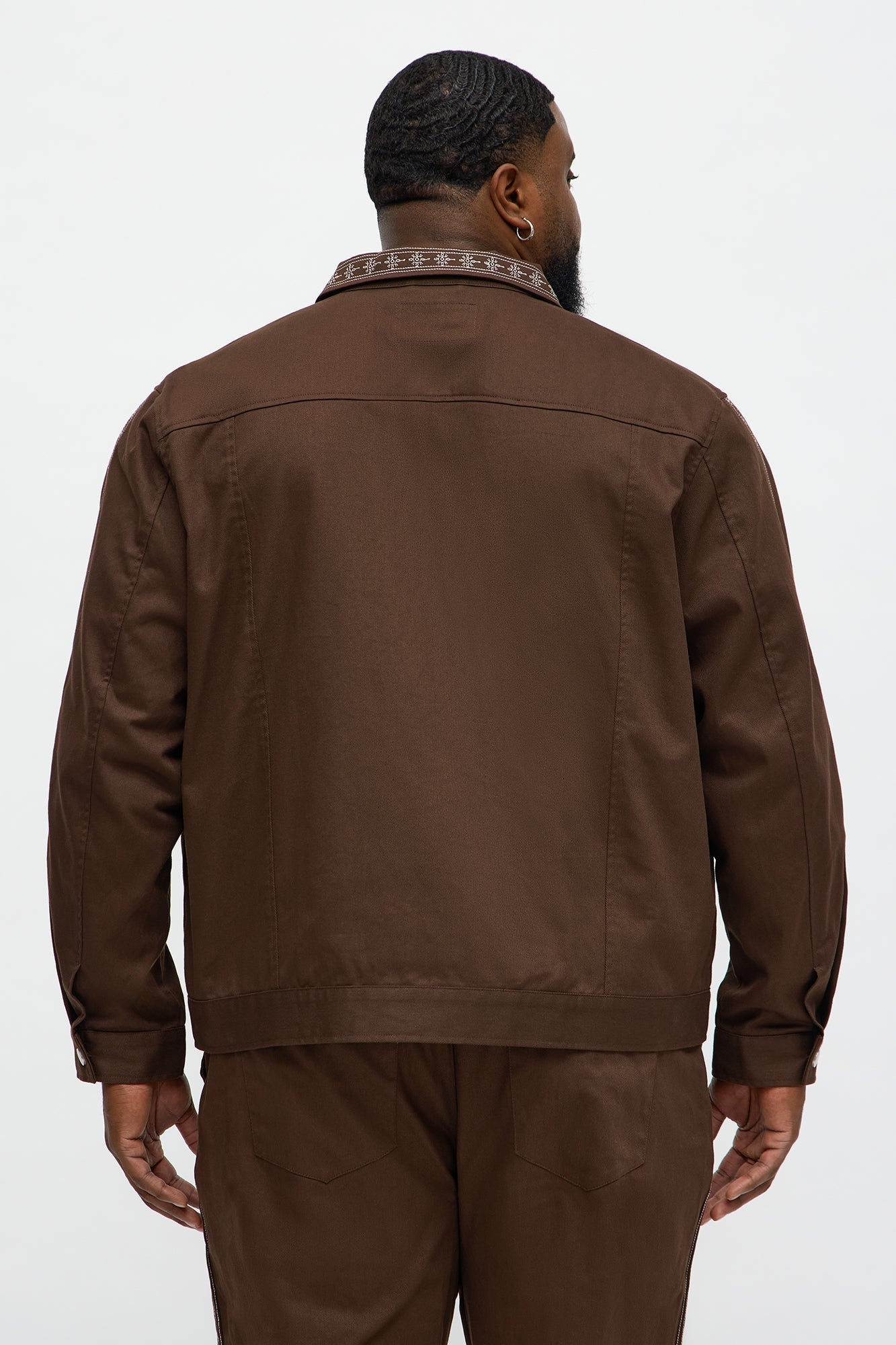 On A Loop Embroidered Stitch Trucker Jacket - Brown Fashion Nova