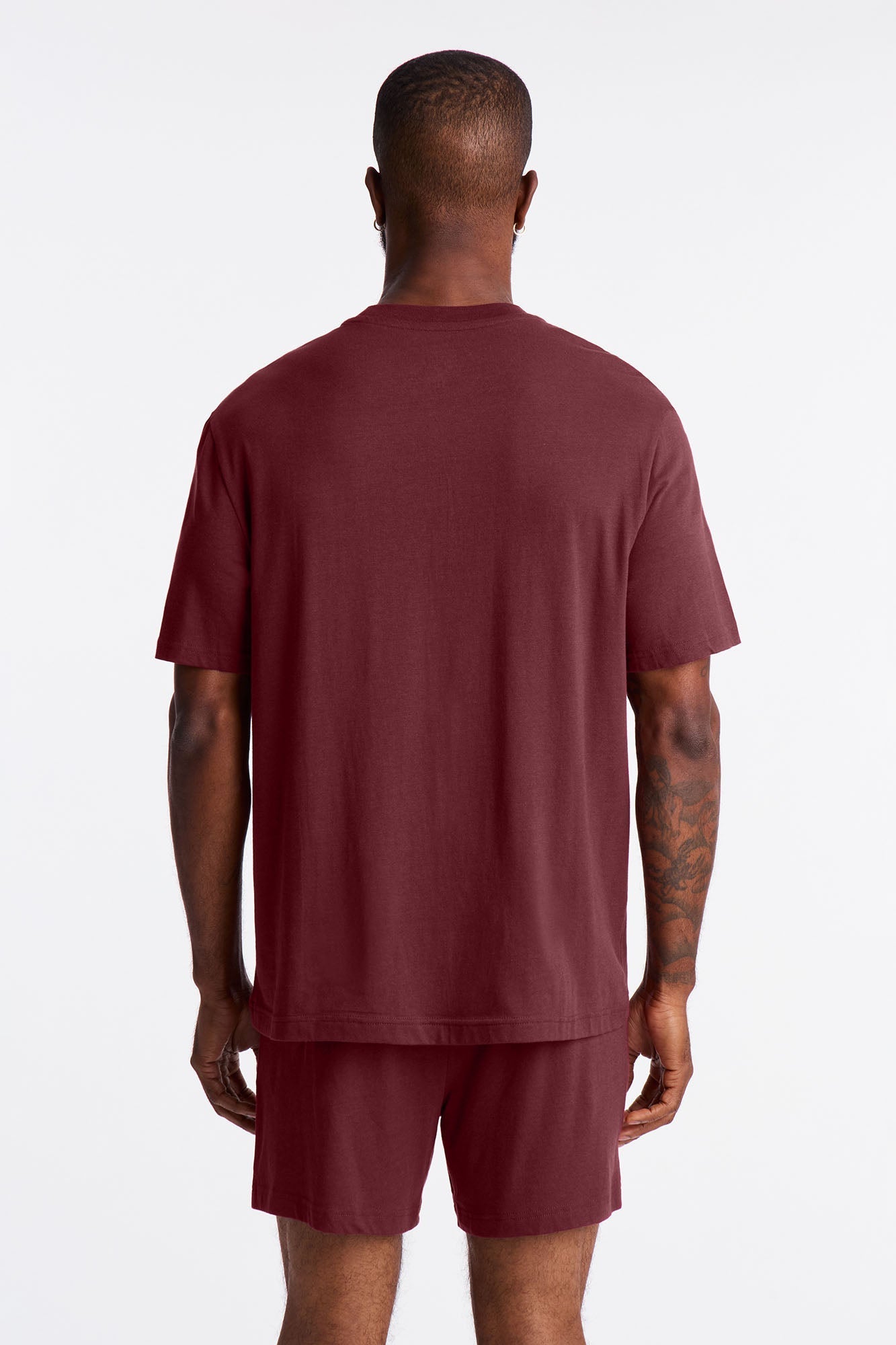 Essential Modal Lounge Short Sleeve Tee - Burgundy Fashion Nova