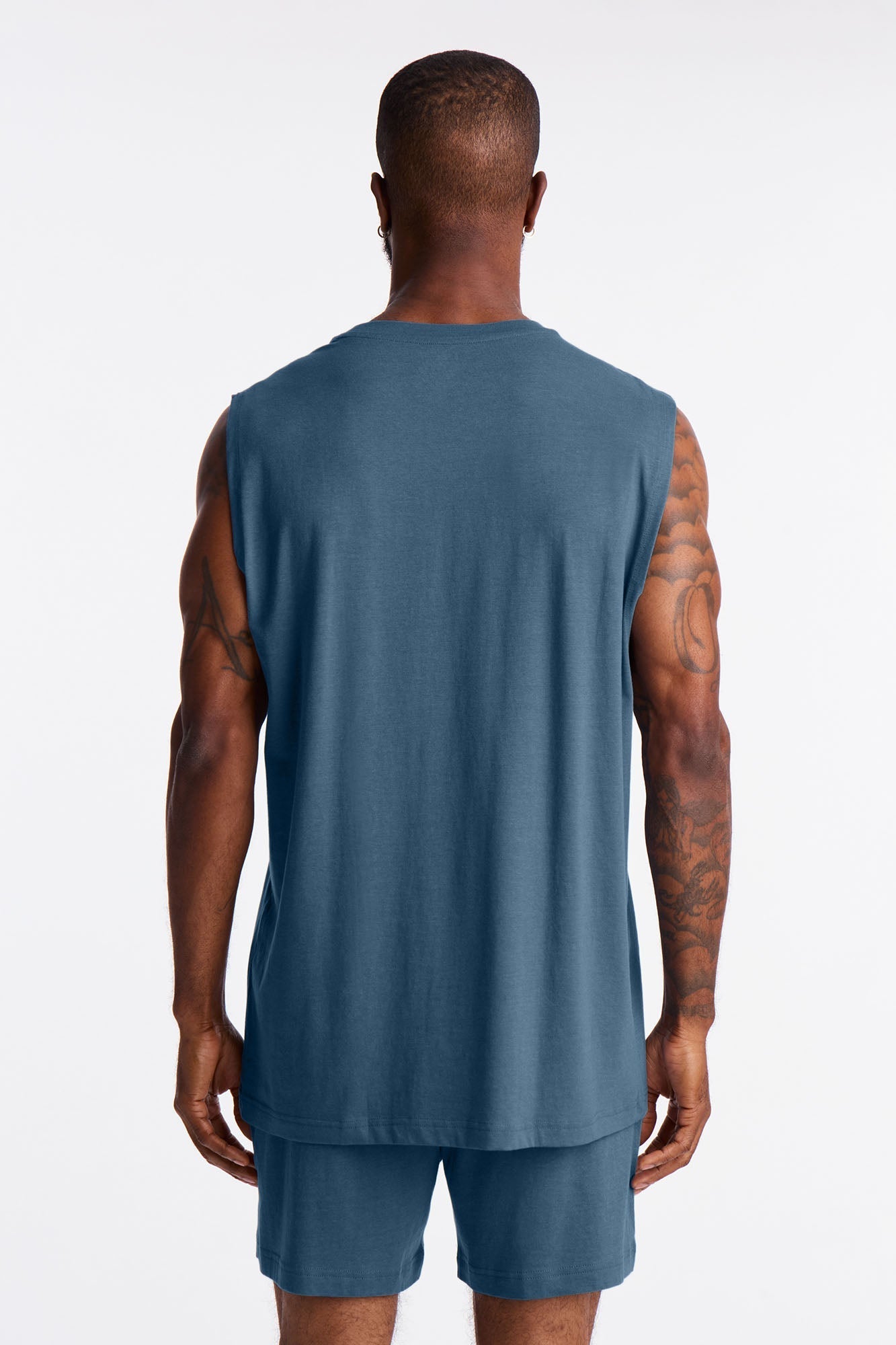 Essential Modal Lounge Sleeveless Muscle Tee - Slate Blue Fashion Nova