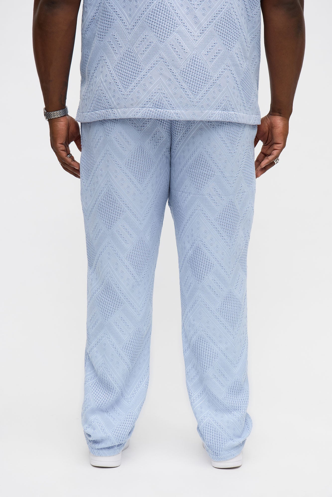 Straight Twist Weave Textured Pant - Light Blue Fashion Nova