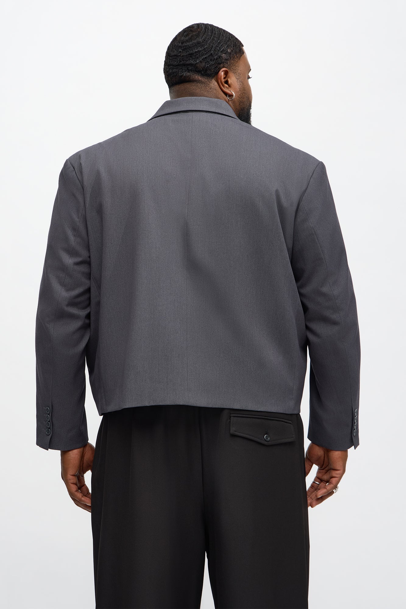 Gabardine Boxy Cropped Single Breasted Blazer - Charcoal Fashion Nova