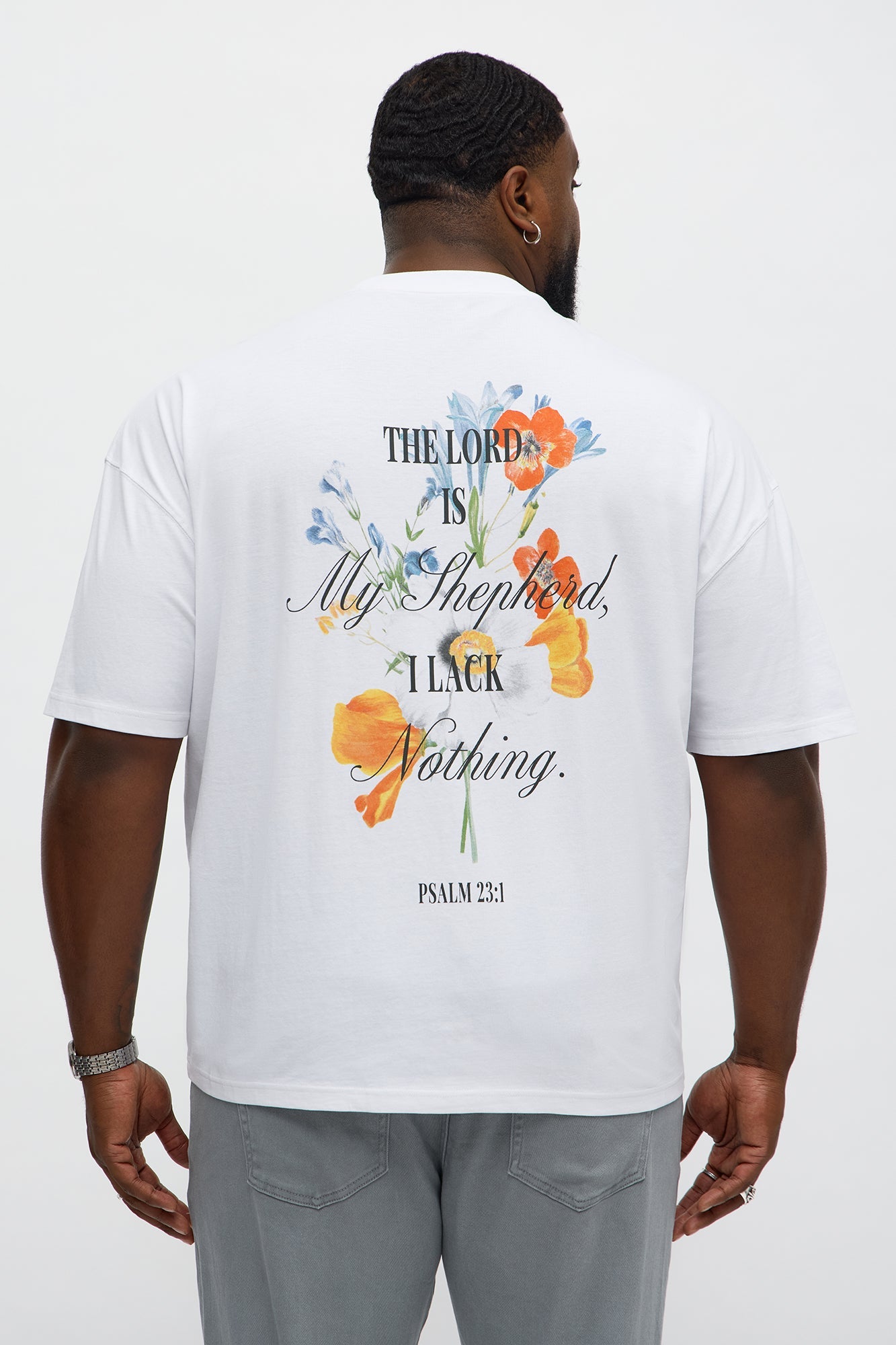 Psalms 23 Verse 1 Oversized Short Sleeve Tee - White Fashion Nova
