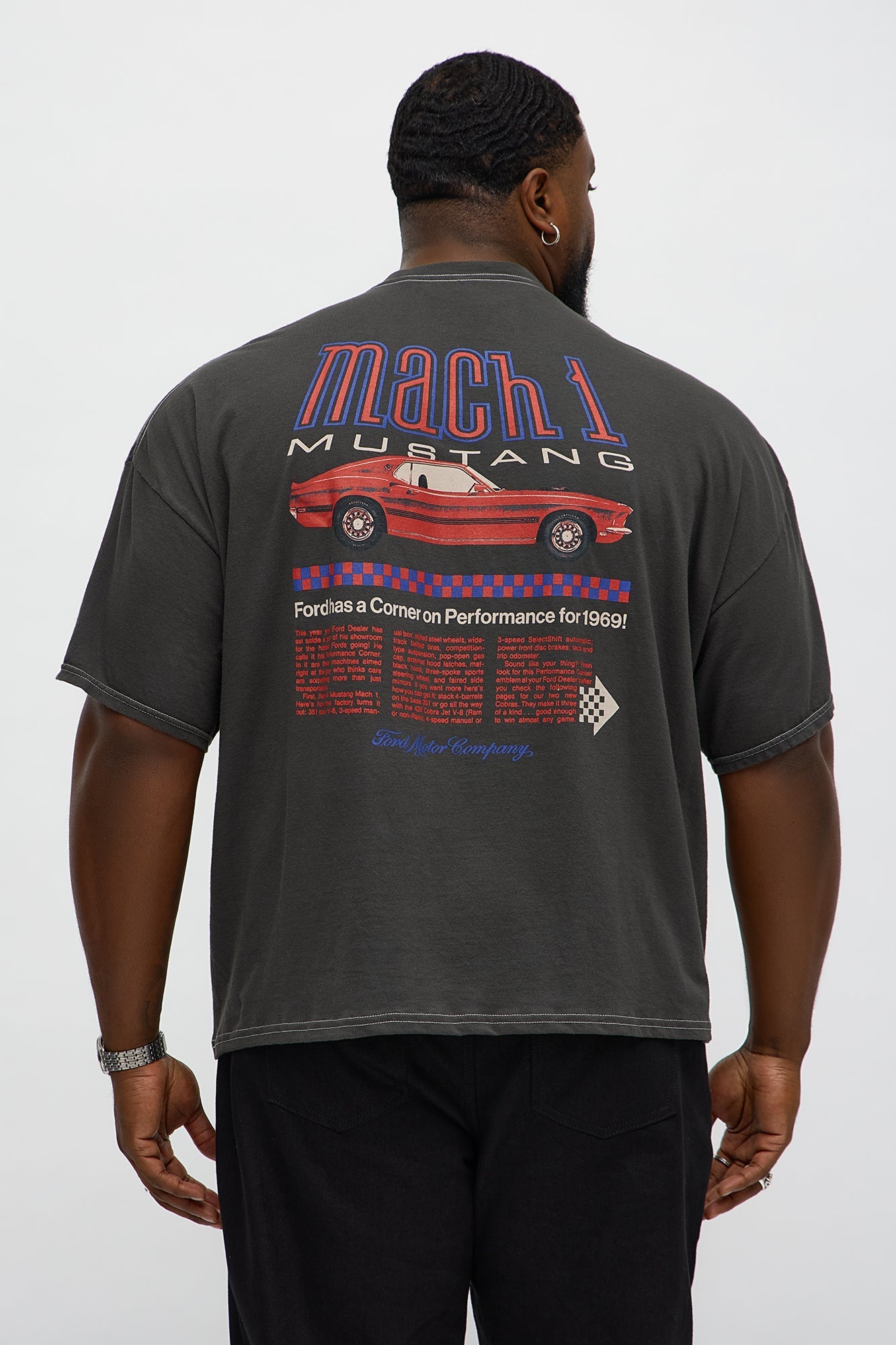 Ford Mach 1 Mustang Boxy Short Sleeve Tee - Black Fashion Nova