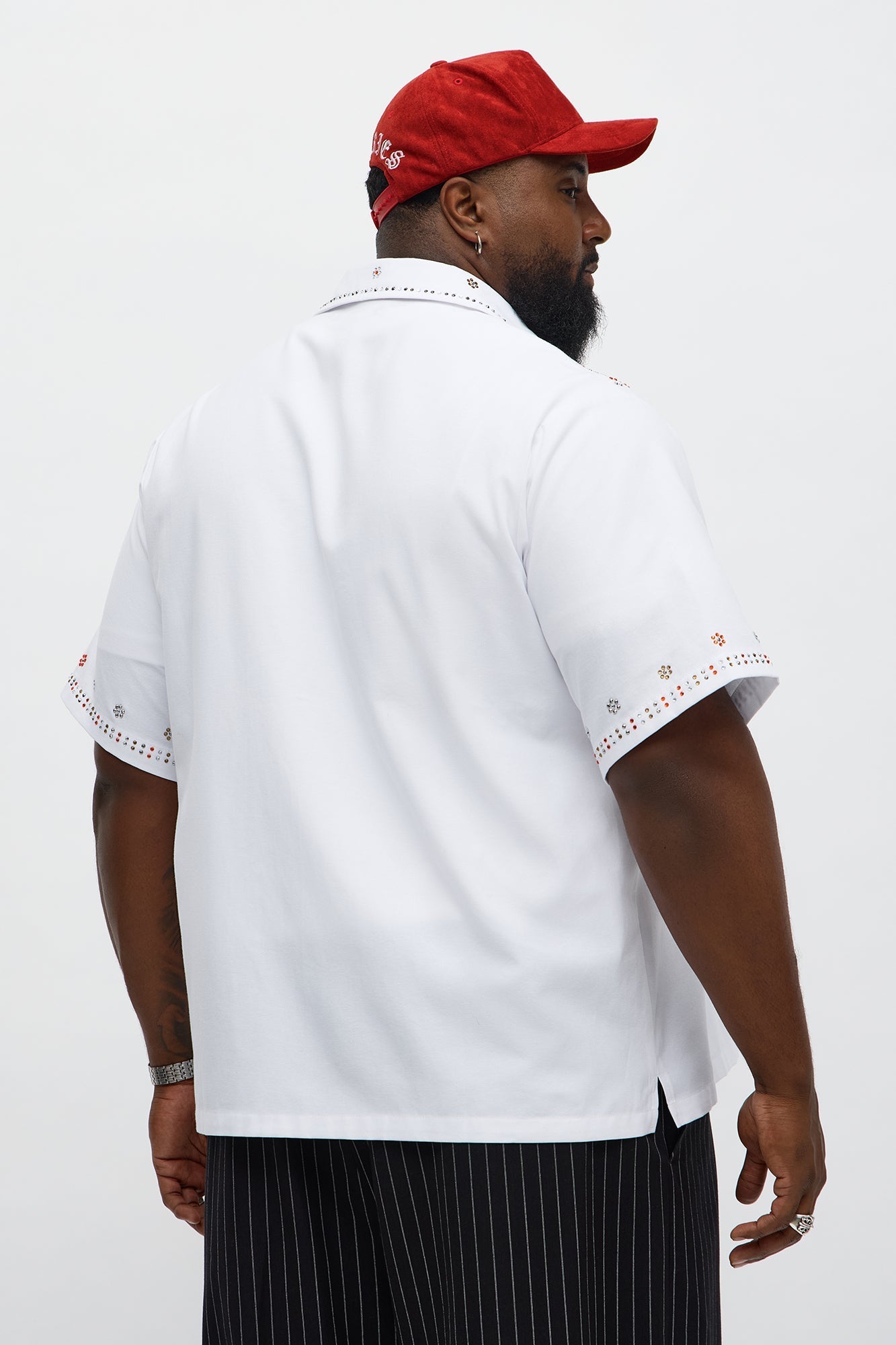 Midnight Blossom Rhinestone Button Up - White Fashion Nova