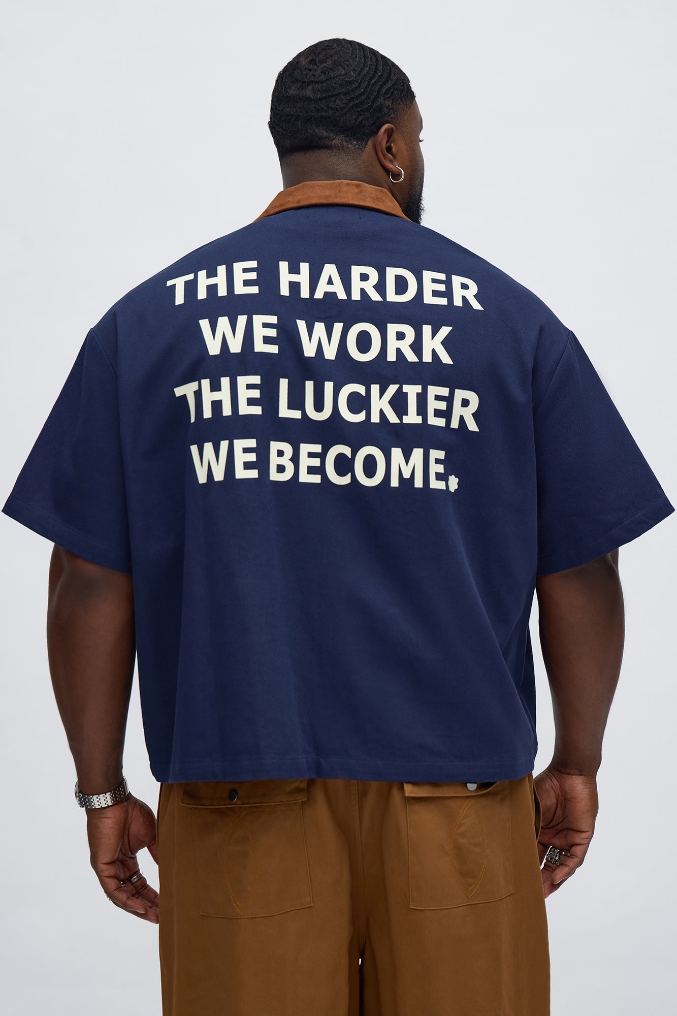 Cropped Rustpoint Mechanic Button Up Shirt - Navy Fashion Nova