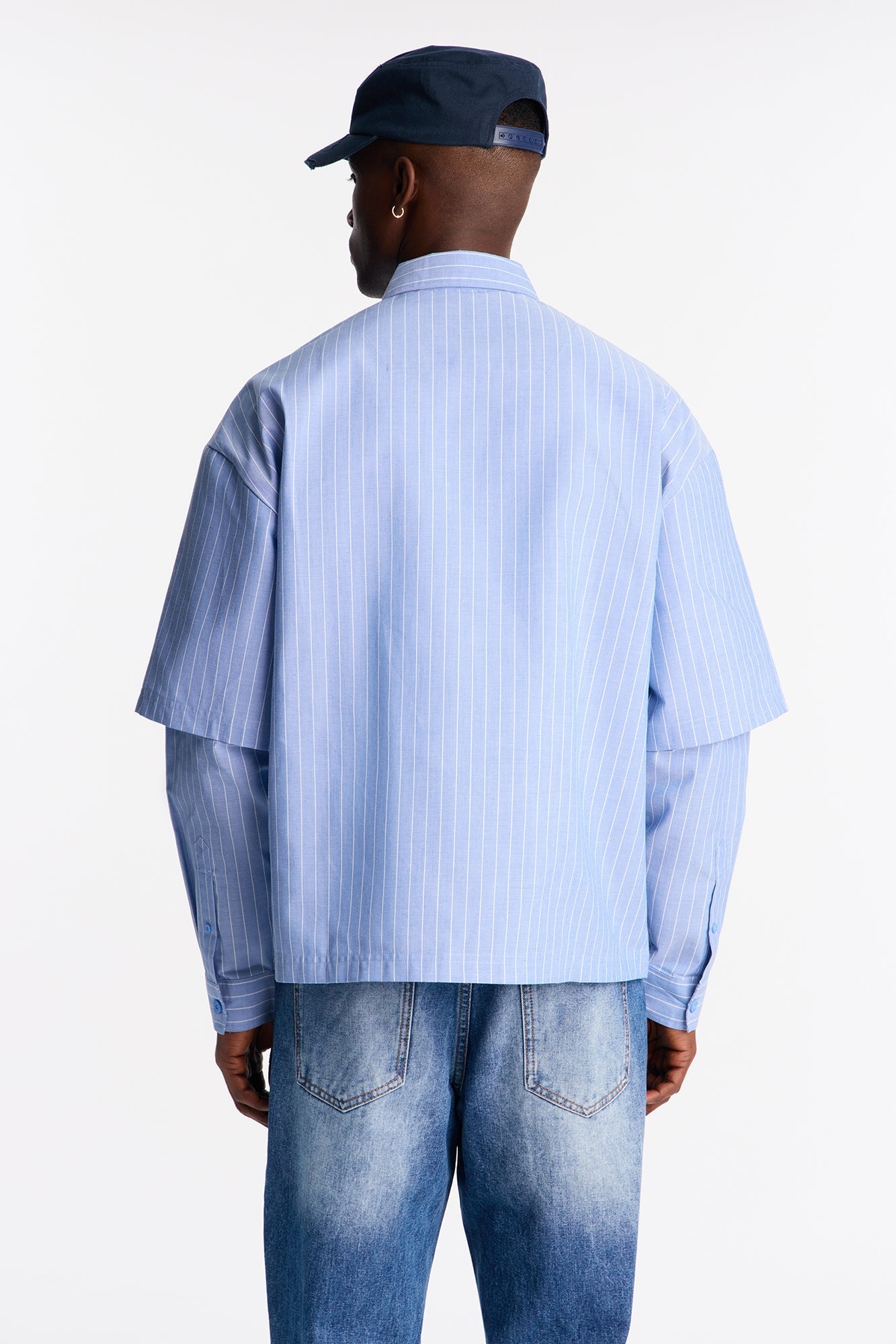 Twofold Sleeve Button Up Shirt - Blue/combo Fashion Nova
