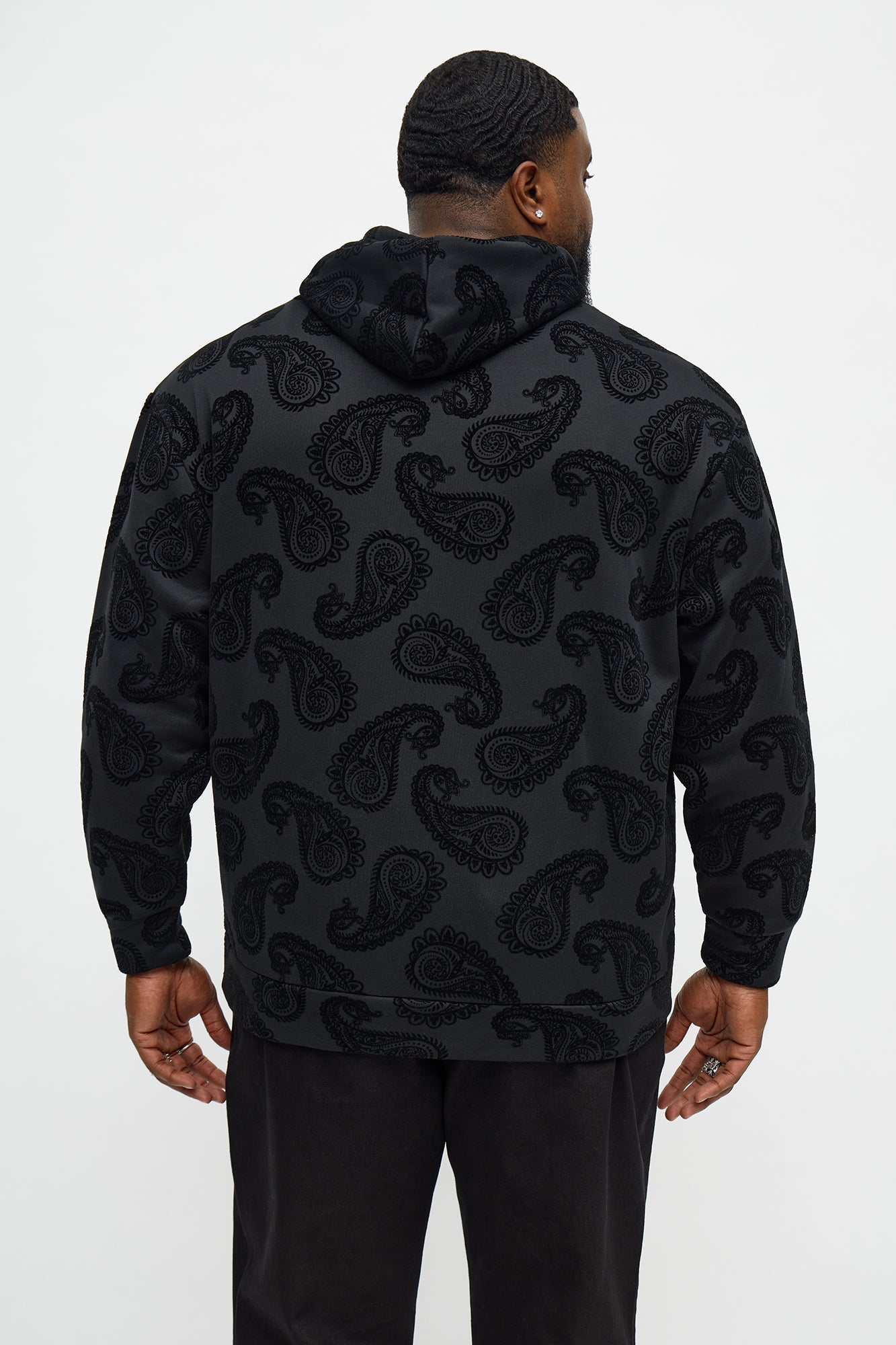 Paisley Flock Hoodie - Black Fashion Nova