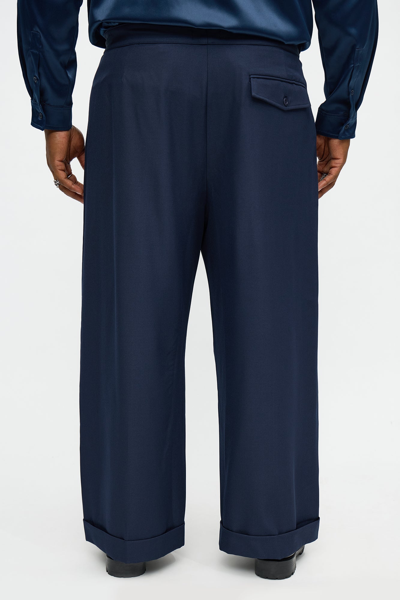 Wide Leg Vanderbilt Gurkha Trouser - Navy Fashion Nova