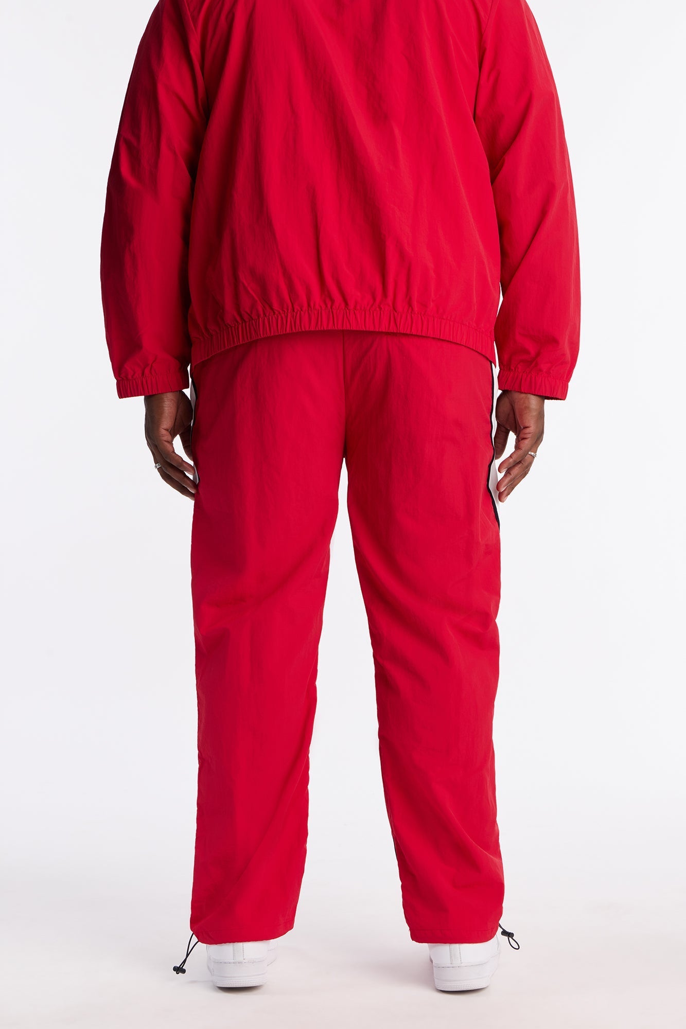 Straight Prep The Field Color Block Nylon Pant - Red/combo Fashion Nova
