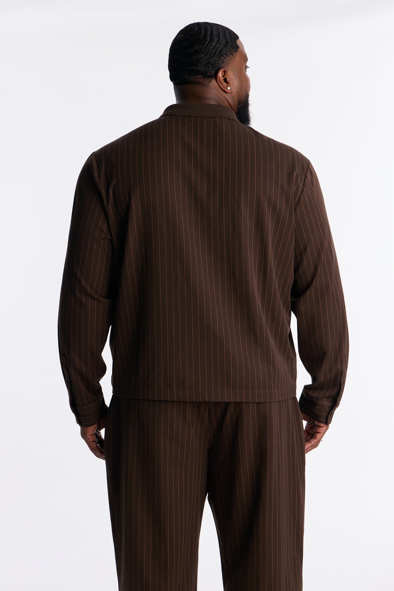 Straight Striped Elevated Shirt Jacket - Brown Fashion Nova