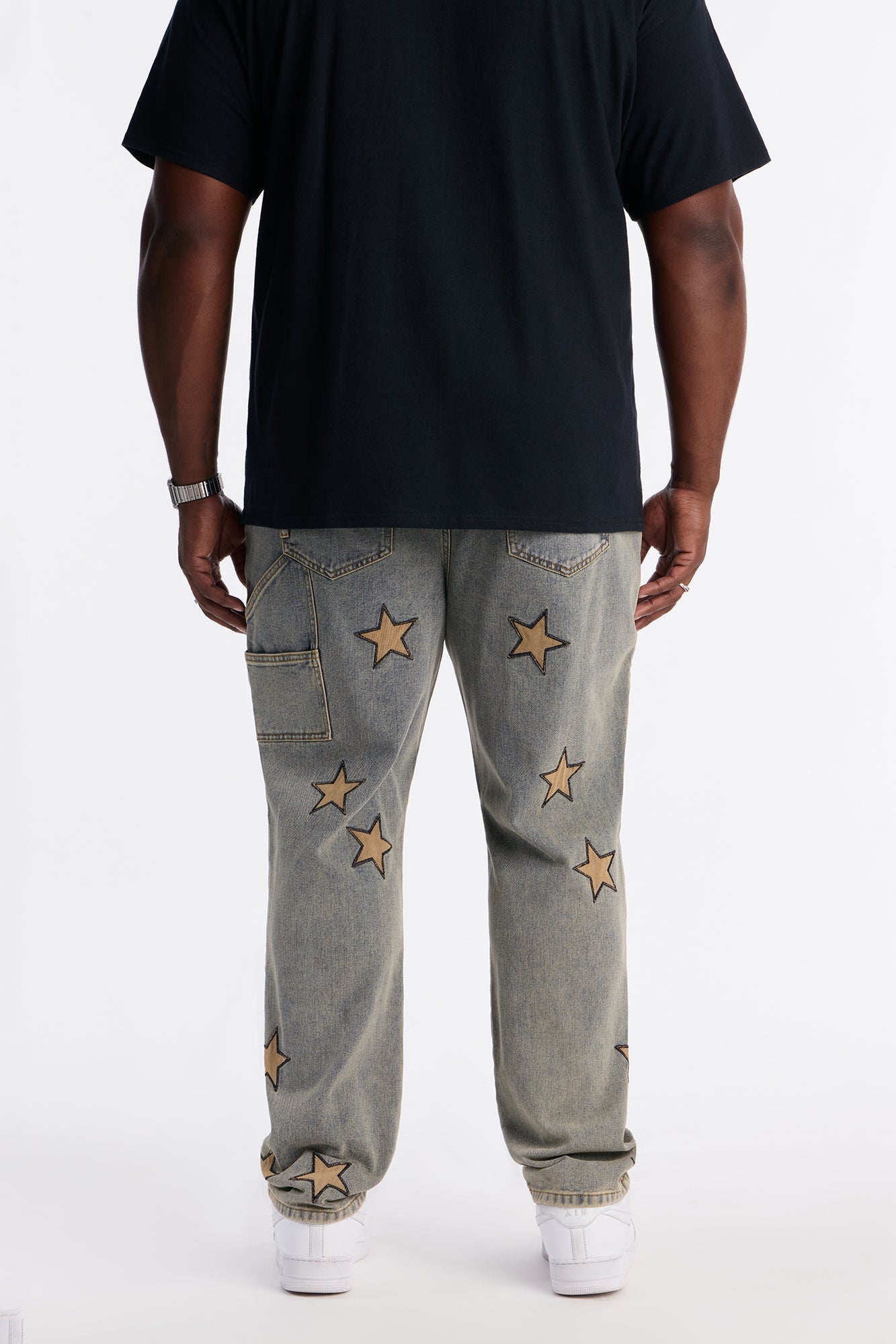 Slim Stars On It Embroidered Carpenter Jean - Light Wash Fashion Nova