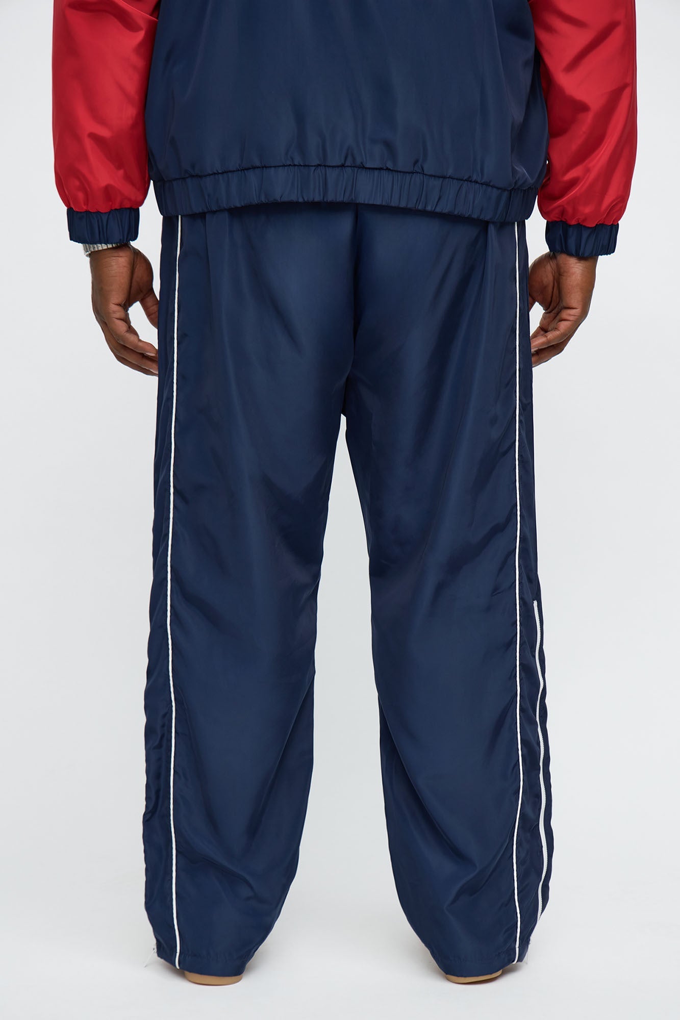 Straight Color Block Club Zipper Pant - Navy/combo Fashion Nova