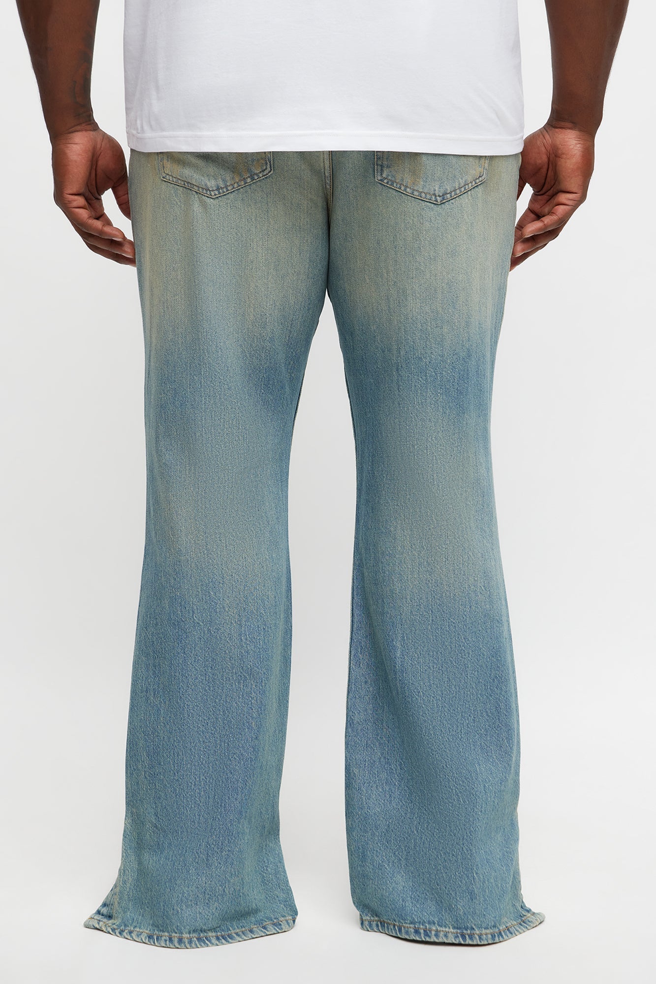 Stacked Slim Flare Stare Slit Jean - Vintage Blue Wash Fashion Nova