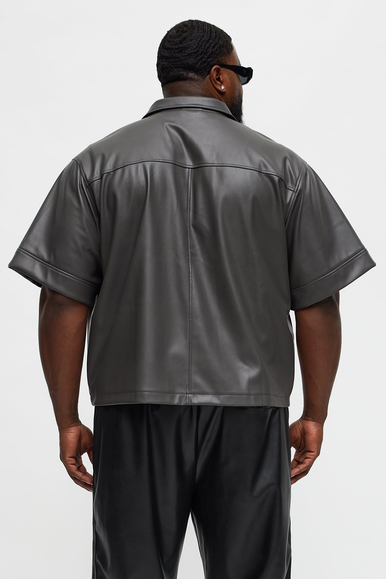 High Stepper Faux Leather Button Up Shirt - Dark Grey Fashion Nova
