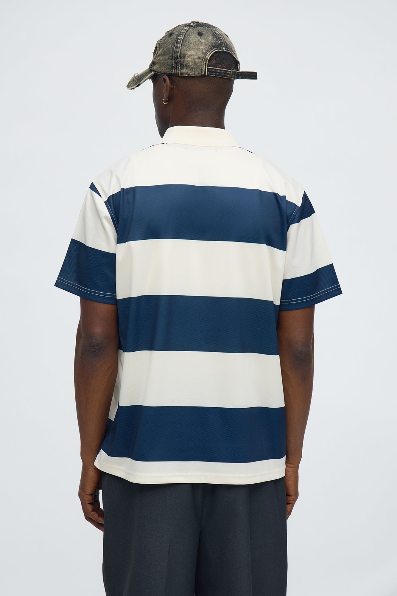 Malibu Striped Polo - Navy/combo Fashion Nova