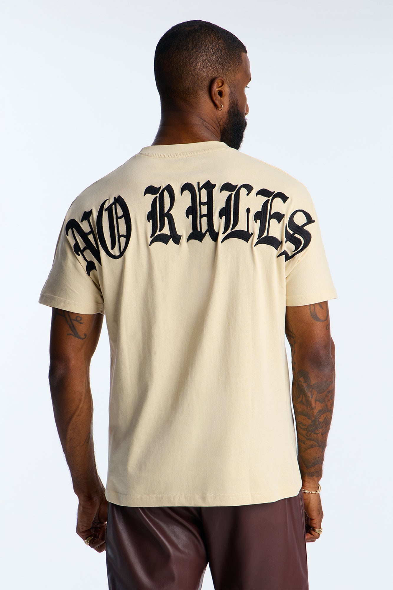 No Rules Law Embroidery Short Sleeve Tee - Off White Fashion Nova