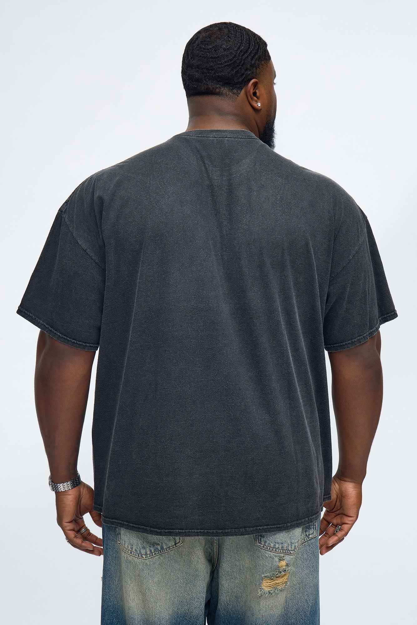 Cross Rhinestones Oversized Short Sleeve Tee - Black Fashion Nova