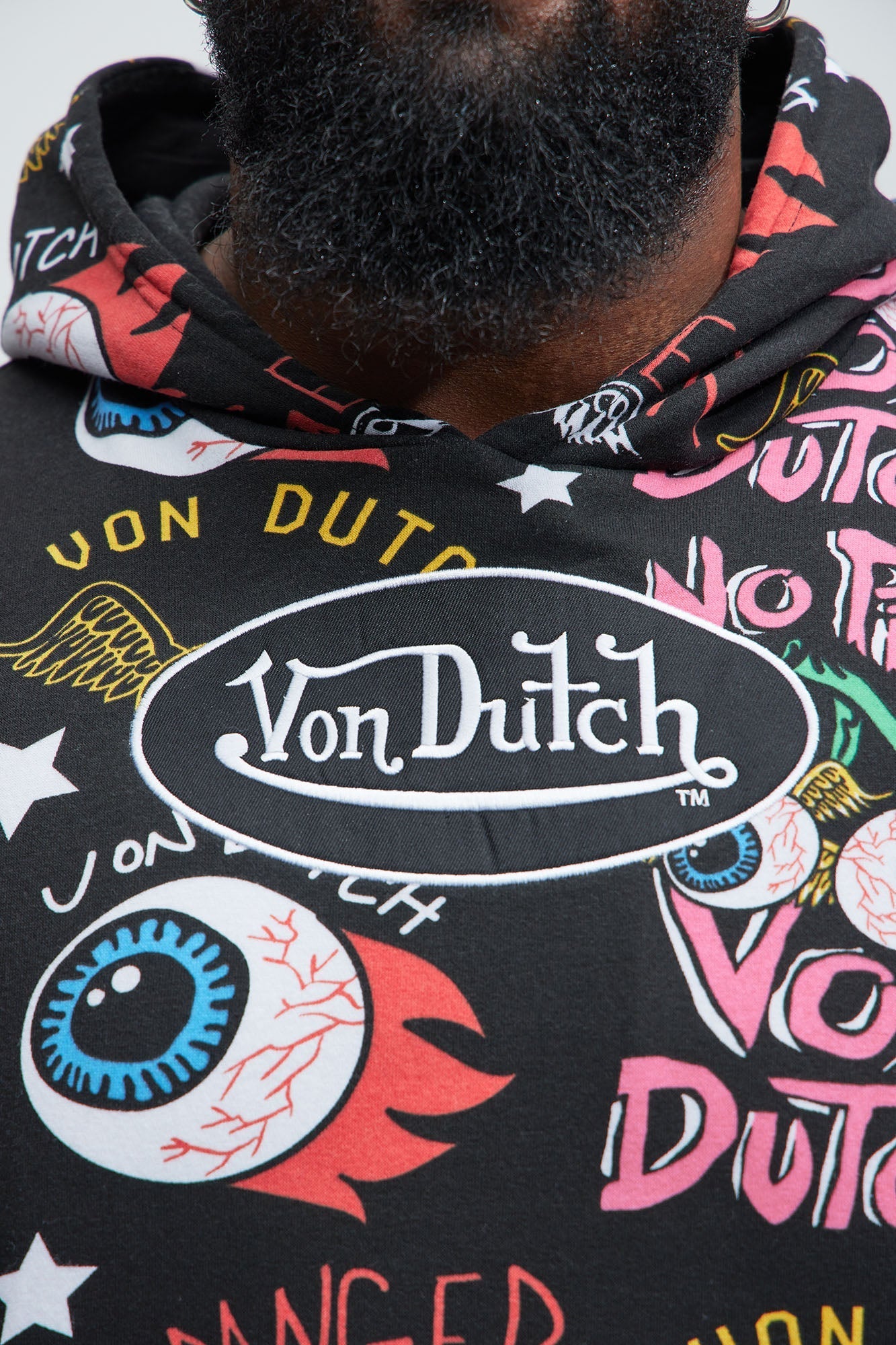 Von Dutch All Over Print Hoodie - Black Fashion Nova