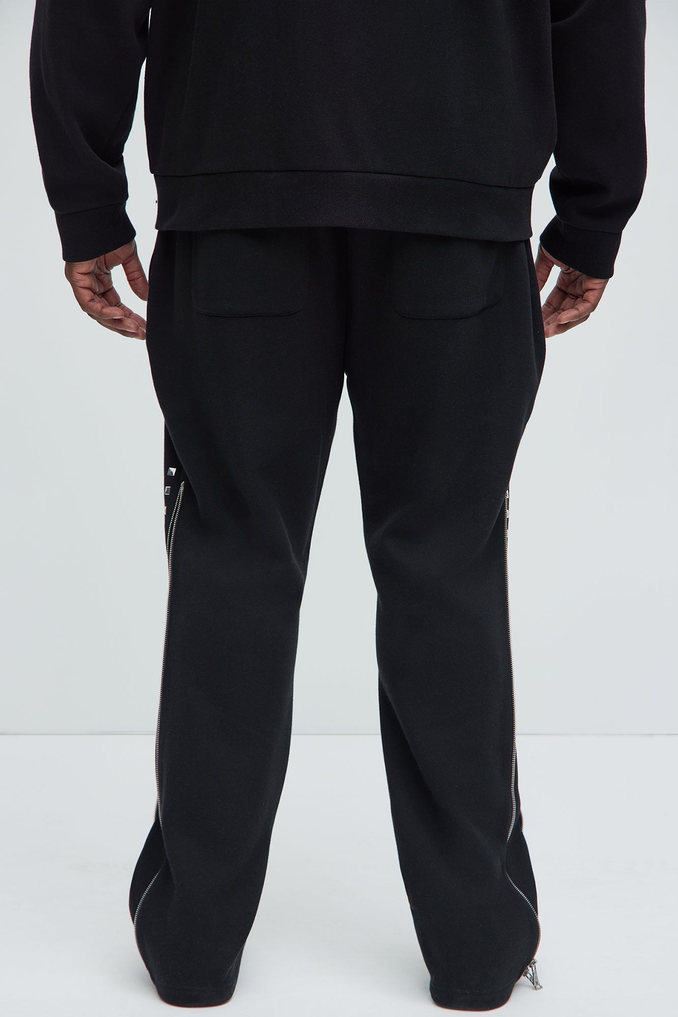 Tyson Sleaze Studded Skinny Flare Sweatpants - Black Fashion Nova